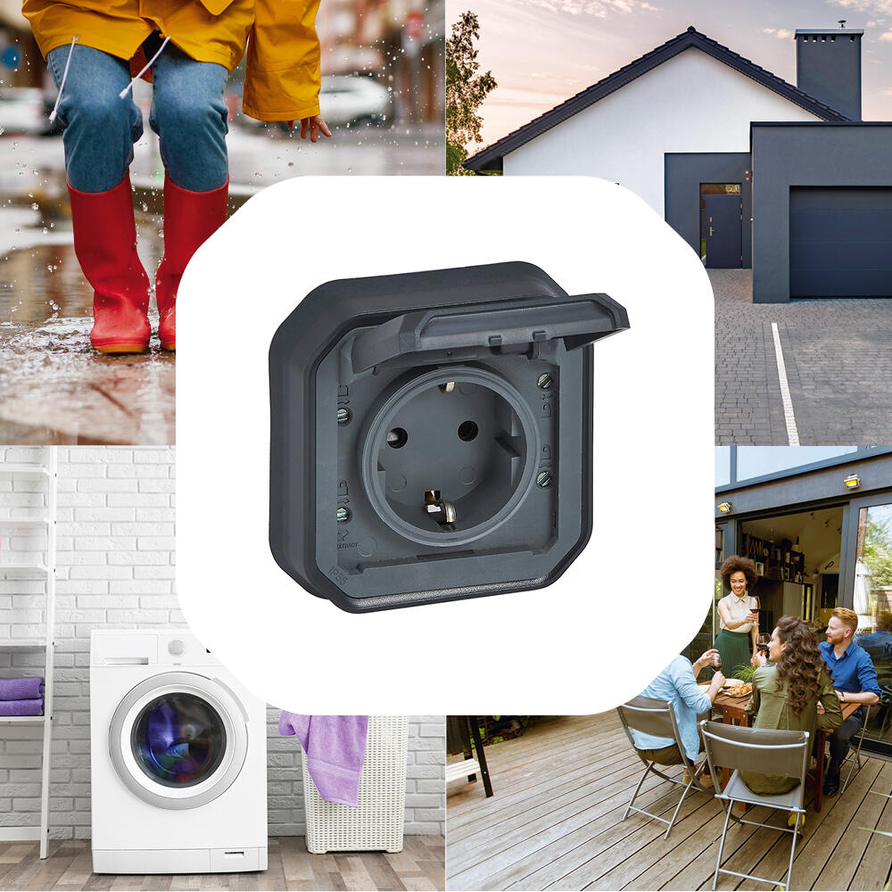 Enchufe con toma de tierra PLEXO empotrar antracita - 3