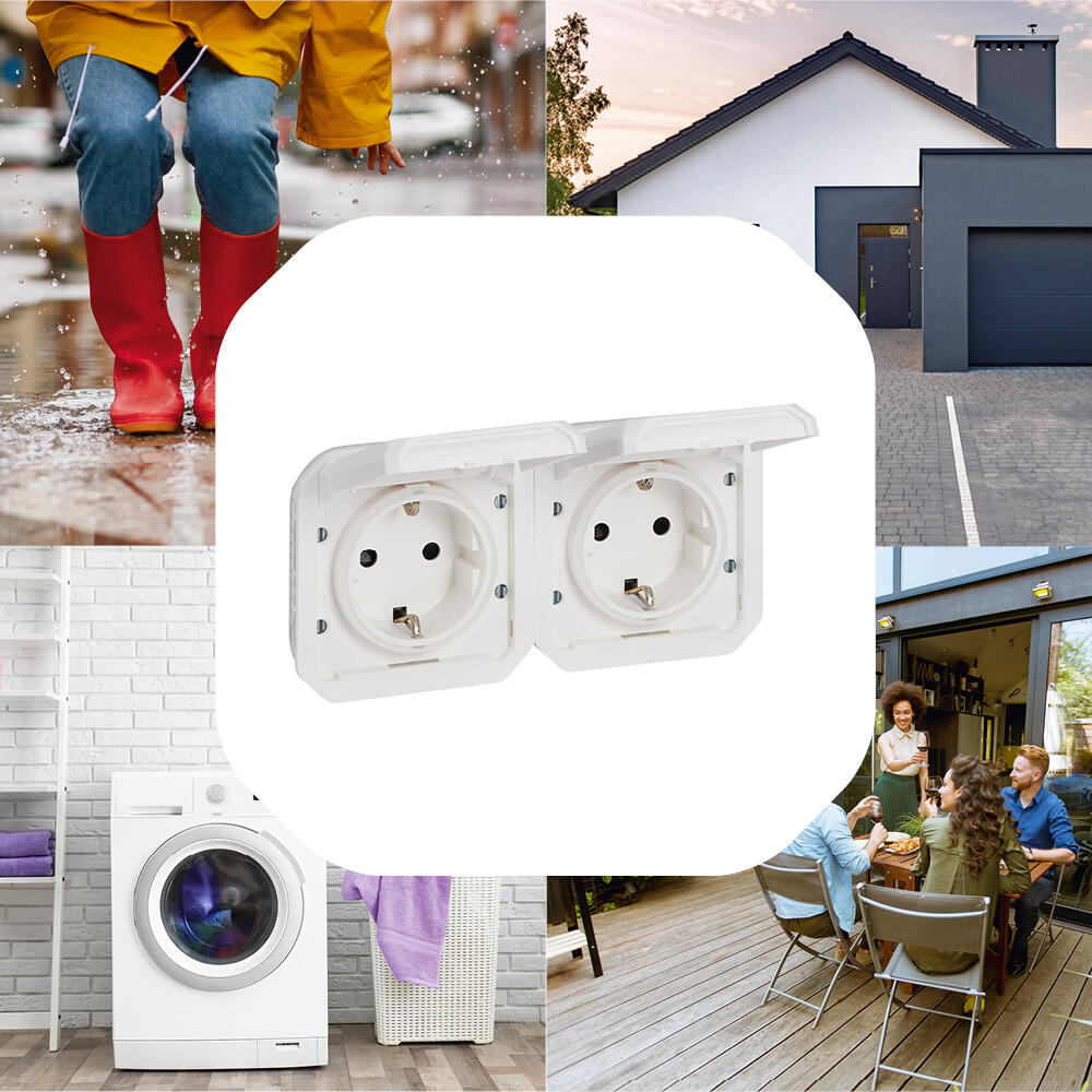 Mecanismo combinable doble enchufe doble con toma de tierra PLEXO superfice bl - 3