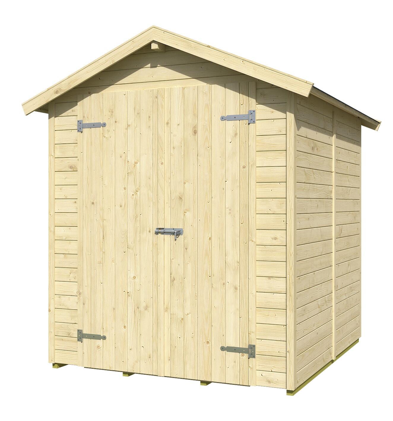 caseta de jardin kent31 de 170x213x1728 cm y 379 m2 con 13 mm espesor y doble puerta abatible lasita maja