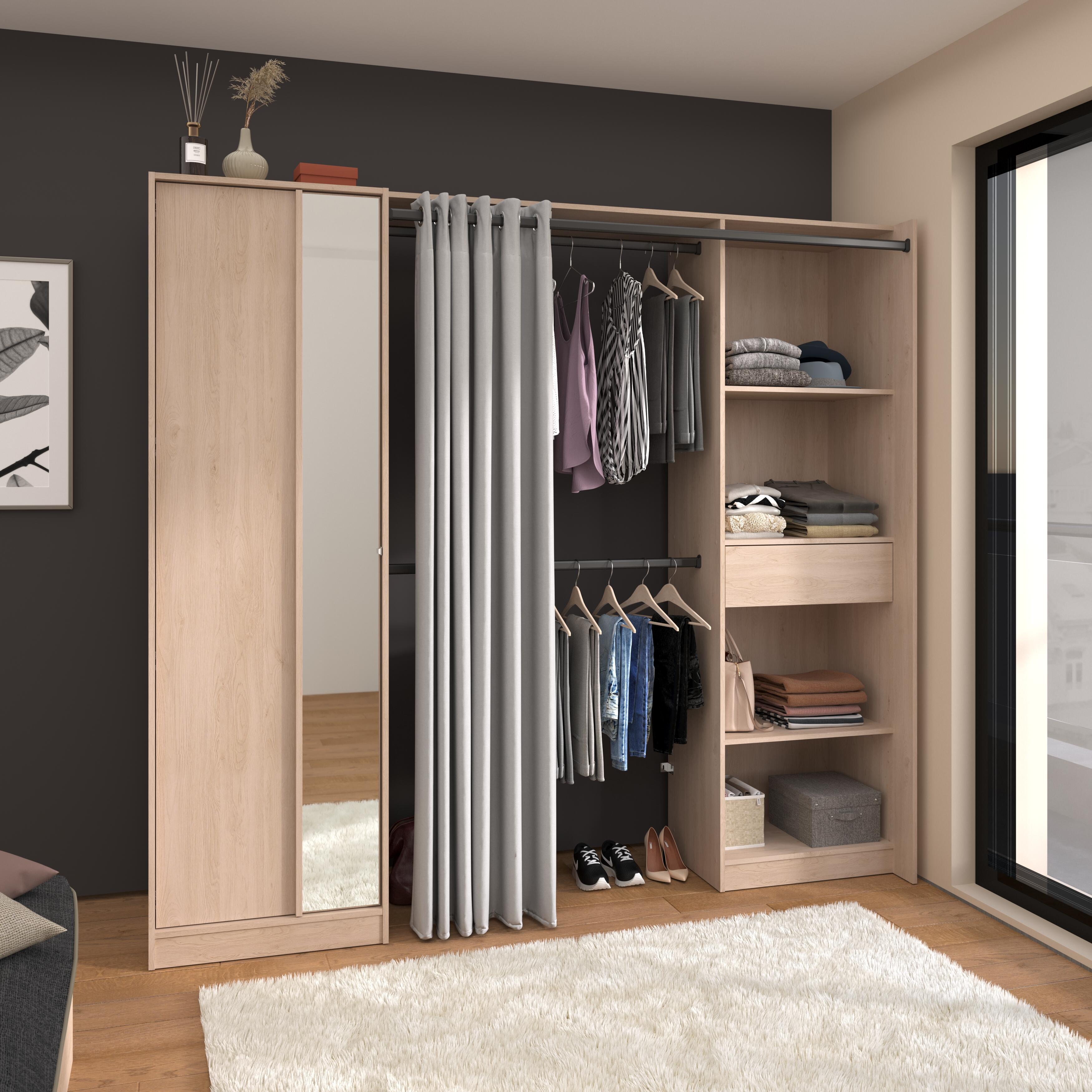 Kit dressing Hanko ajustable avec rideau H.200 x L. 160 - 220 x P.50cm - 3