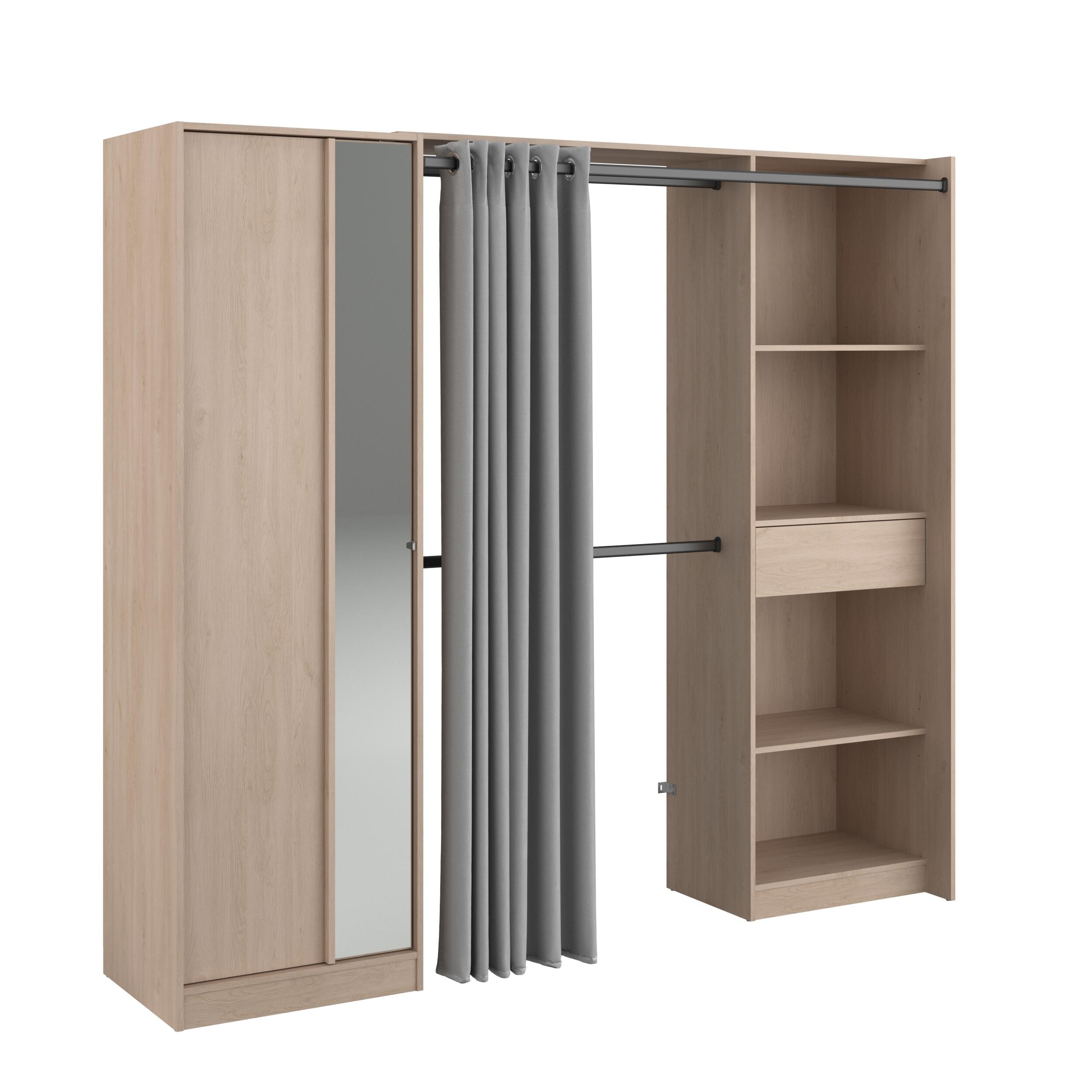 Dressing Rideaux Kit dressing Hanko ajustable avec rideau H.200 x L. 160 - 220 x P.50cm ...