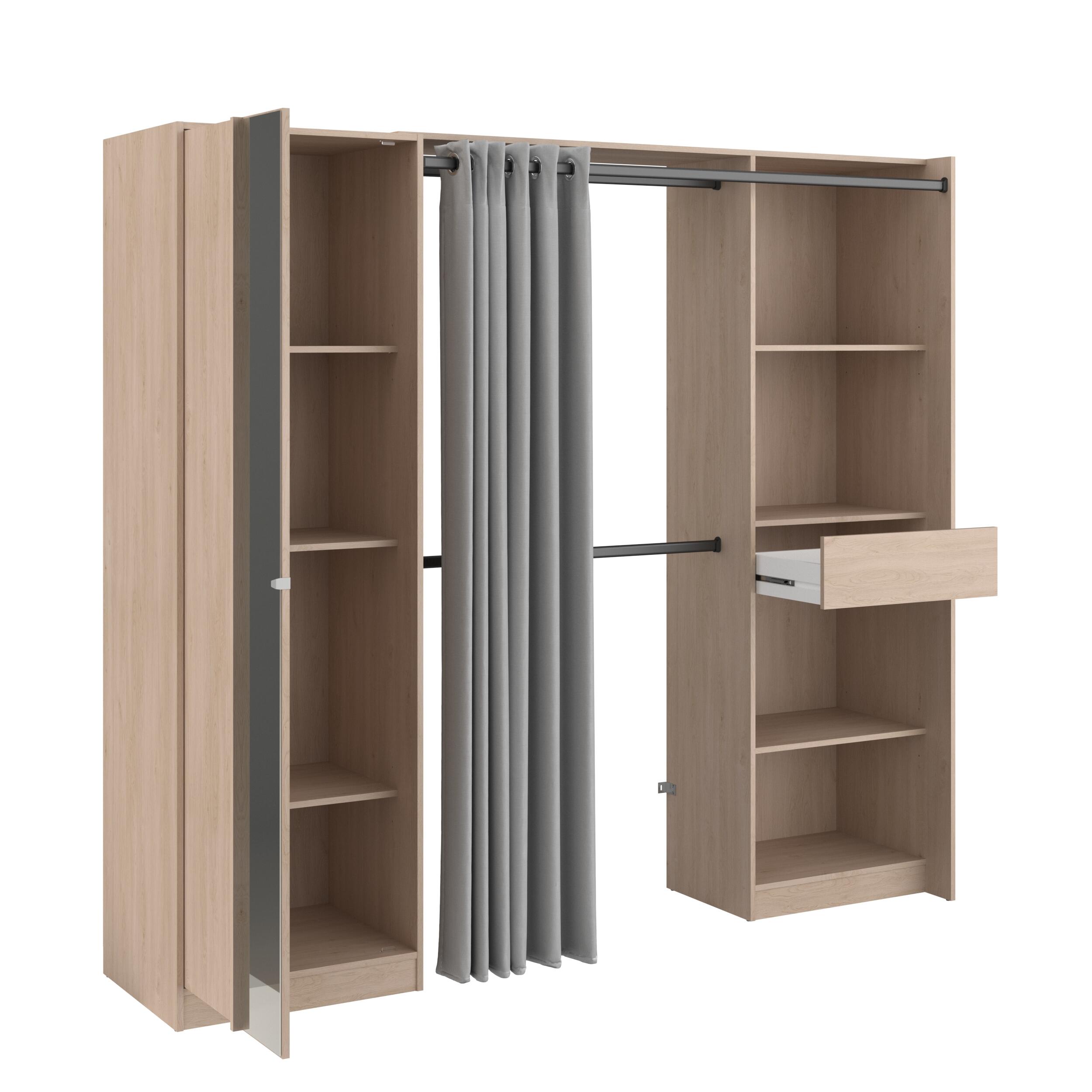 Kit dressing Hanko ajustable avec rideau H.200 x L. 160 - 220 x P.50cm - 4