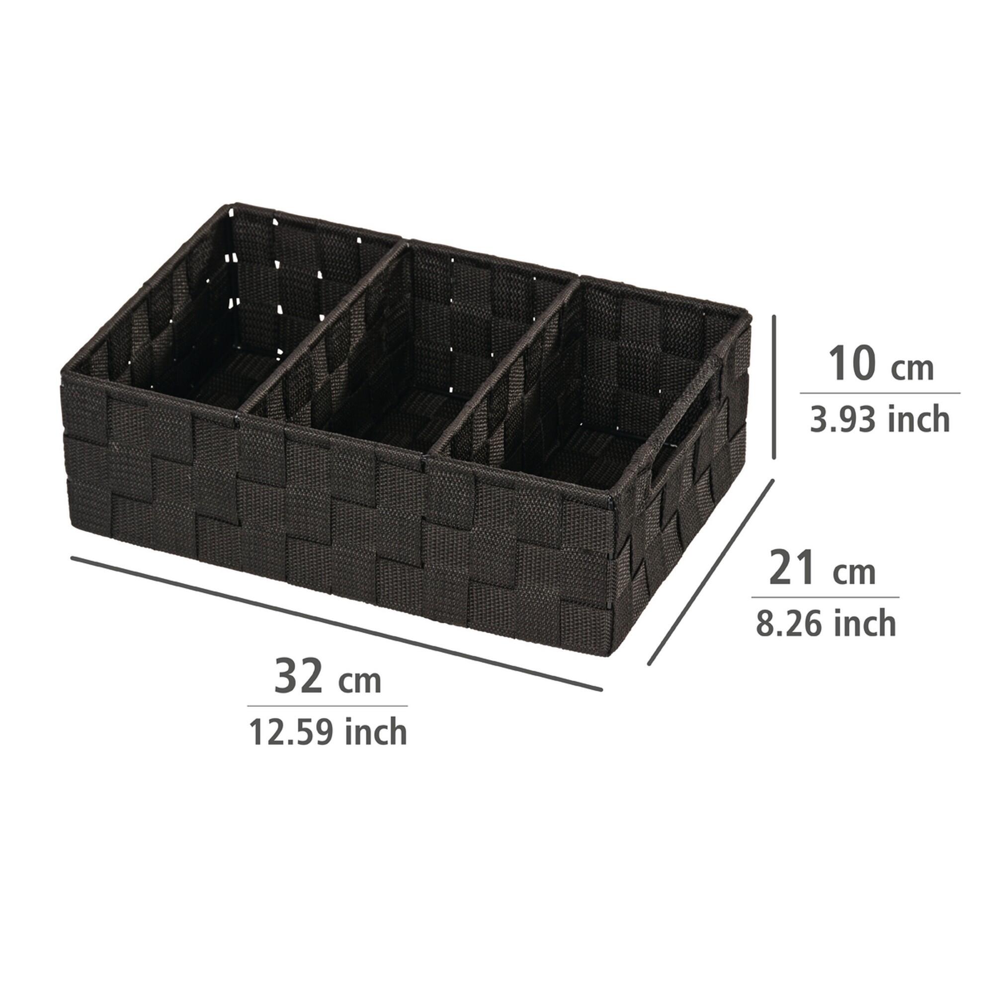 Cesto organizador 3 divisões preto 32x21x10x21 cm Adria - 2