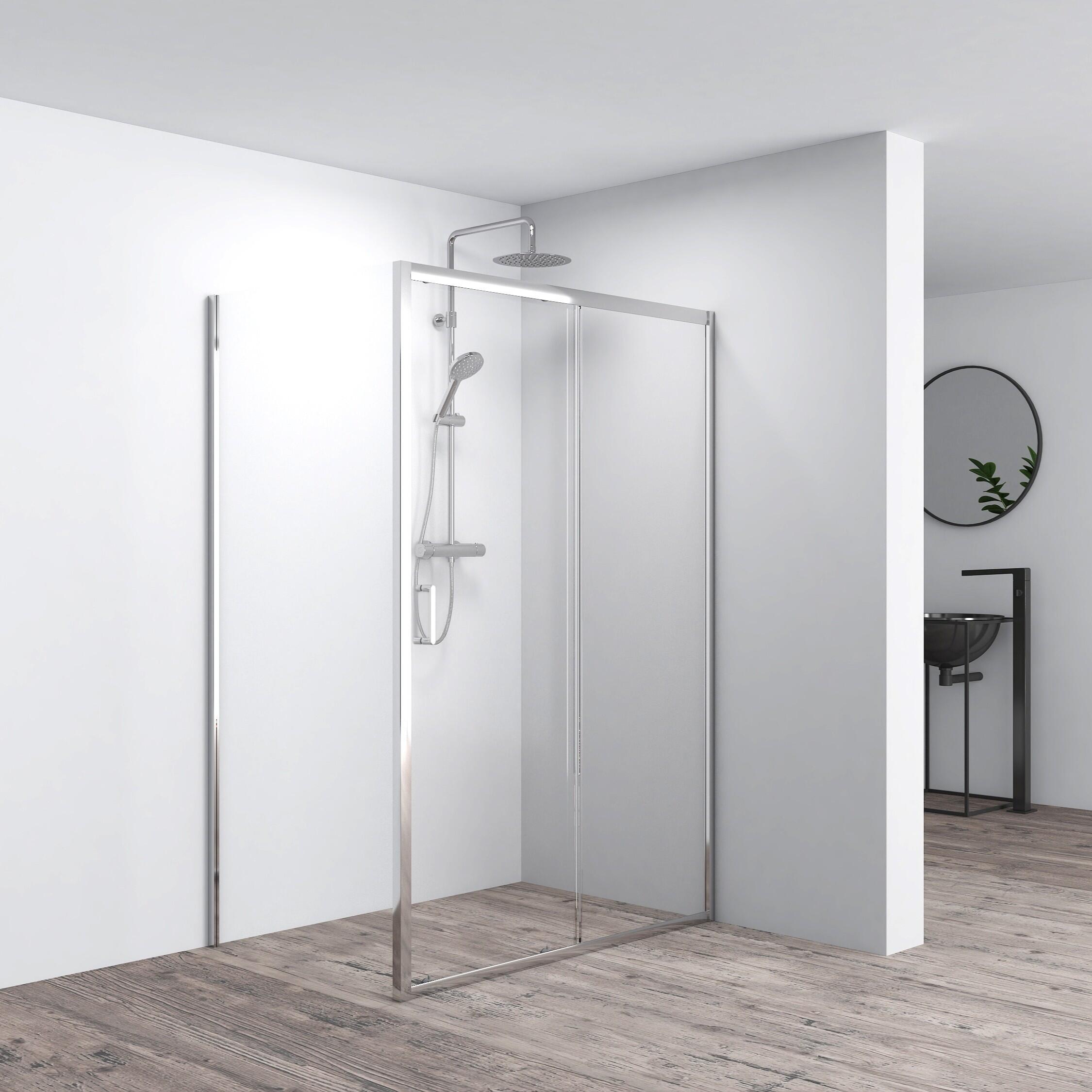 Pannello laterale per box doccia Alba L 68 x H 190cm, Sp. 6 mm vetro vetro senza finitura / trasparente profilo in inox cromato - 2