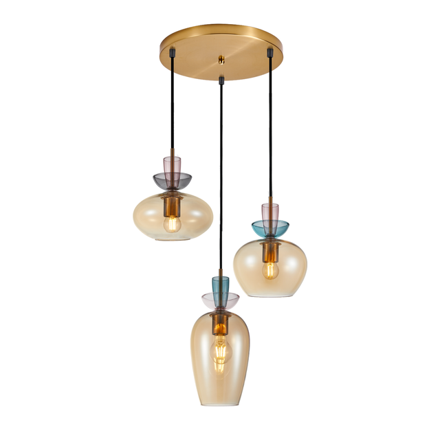 Lampa wisząca Fanda bursztyn 3 x E27 Italux