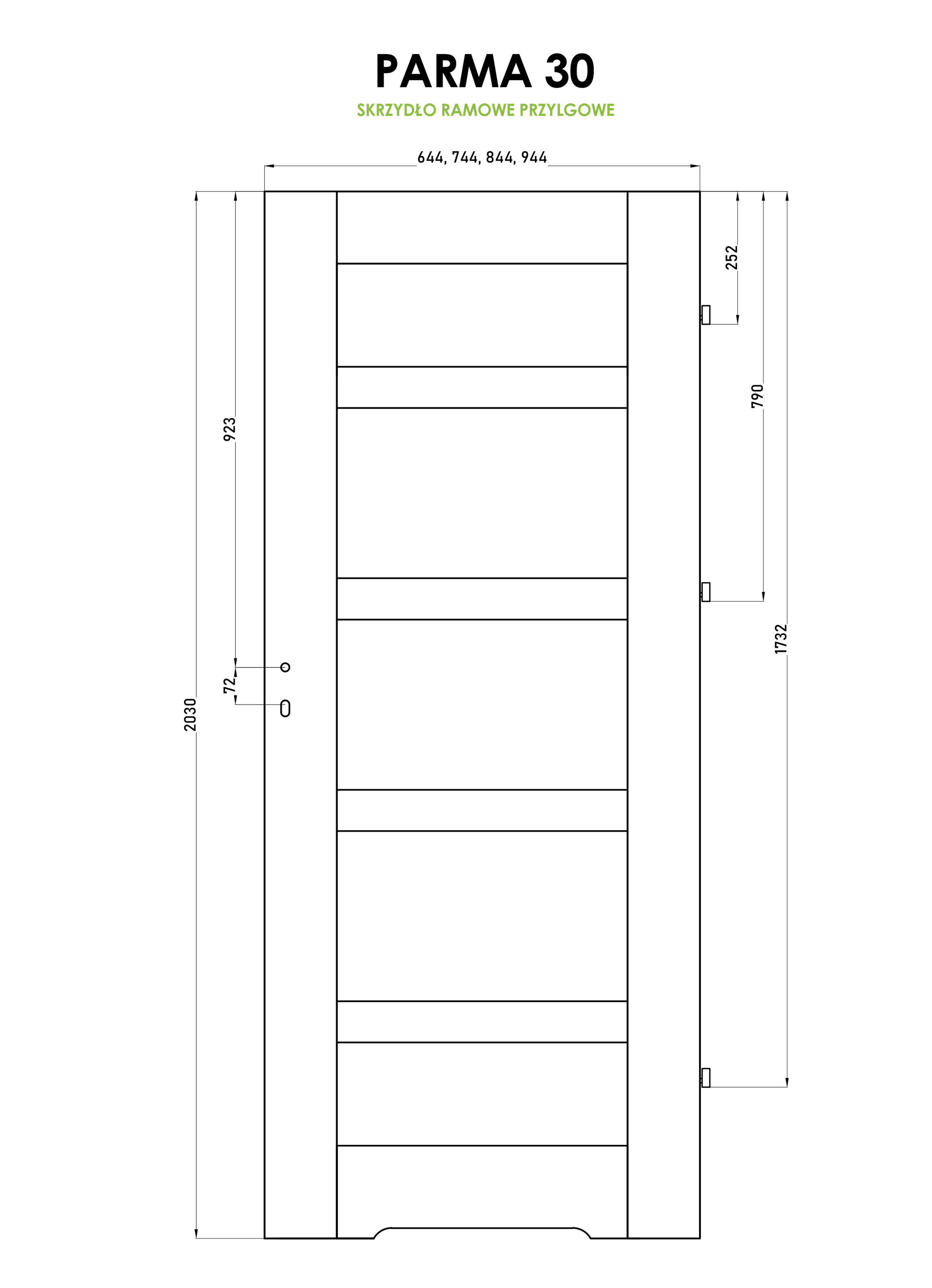 Drzwi wewnętrzne łazienkowe z podcięciem wentylacyjnym Parma Białe 80 Prawe Artens - 5