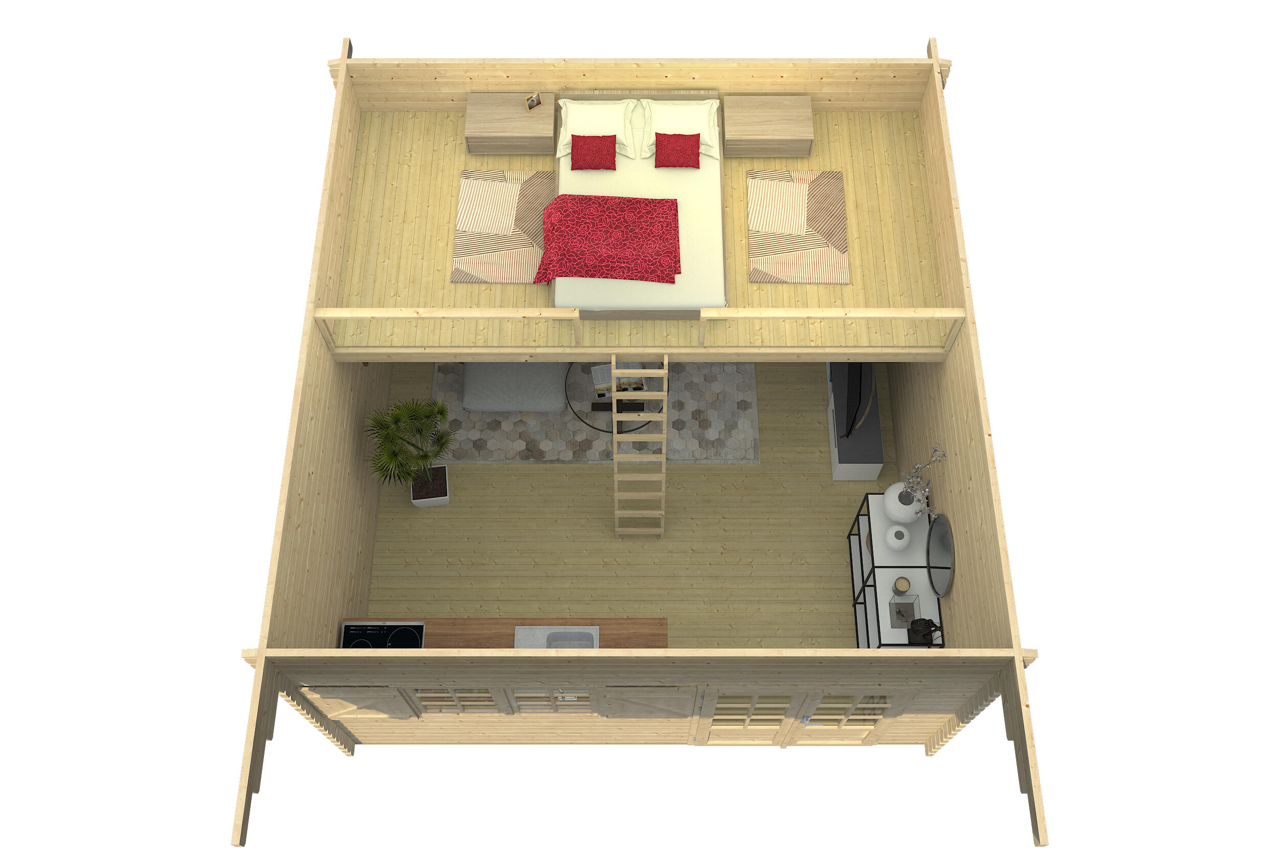 Caseta de madera 2806 de 476x331x570 cm y 21.81 m2 con 44 mm espesor y puerta abatible MADER - 3