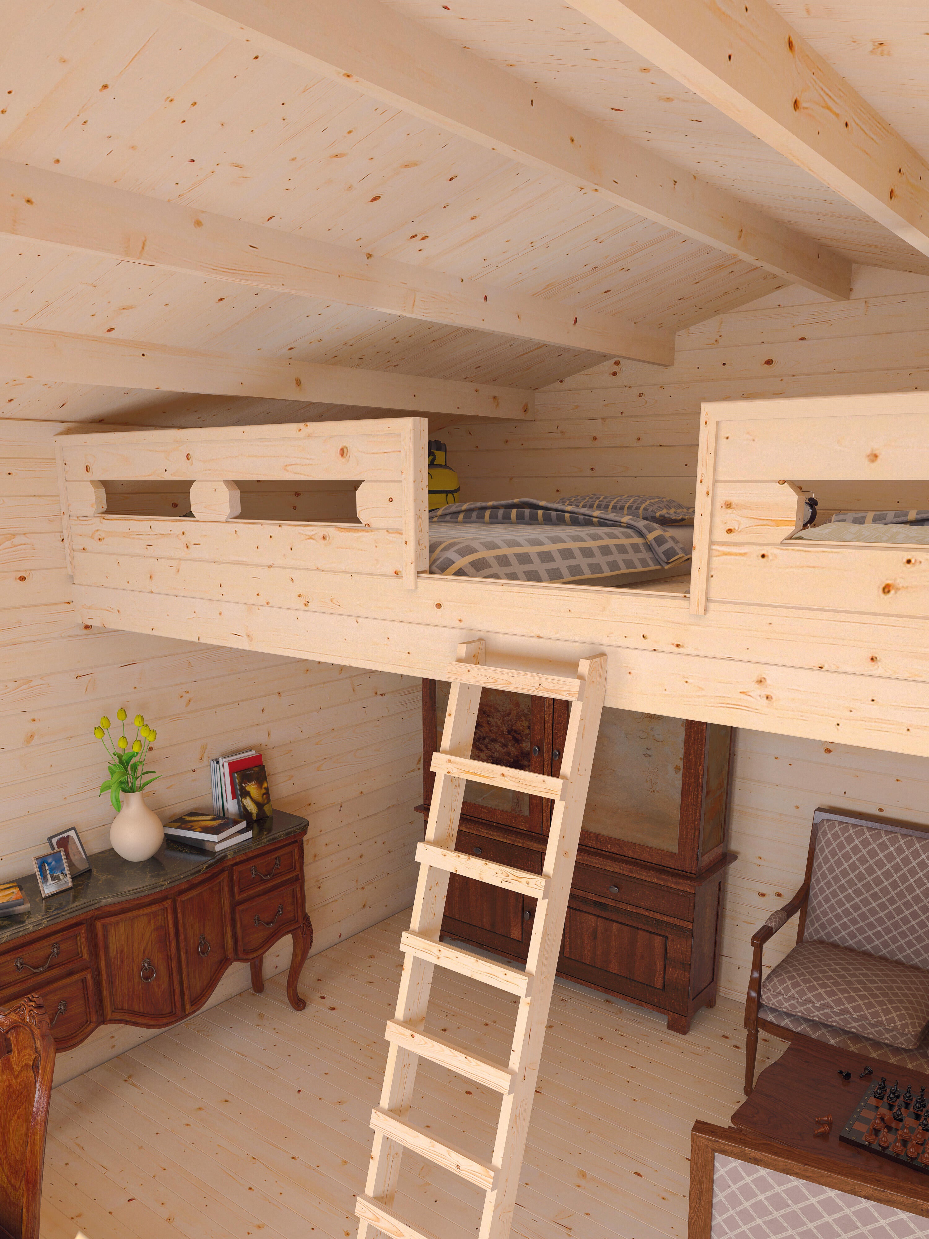 Caseta de madera 2806 de 476x331x570 cm y 21.81 m2 con 44 mm espesor y puerta abatible MADER - 2
