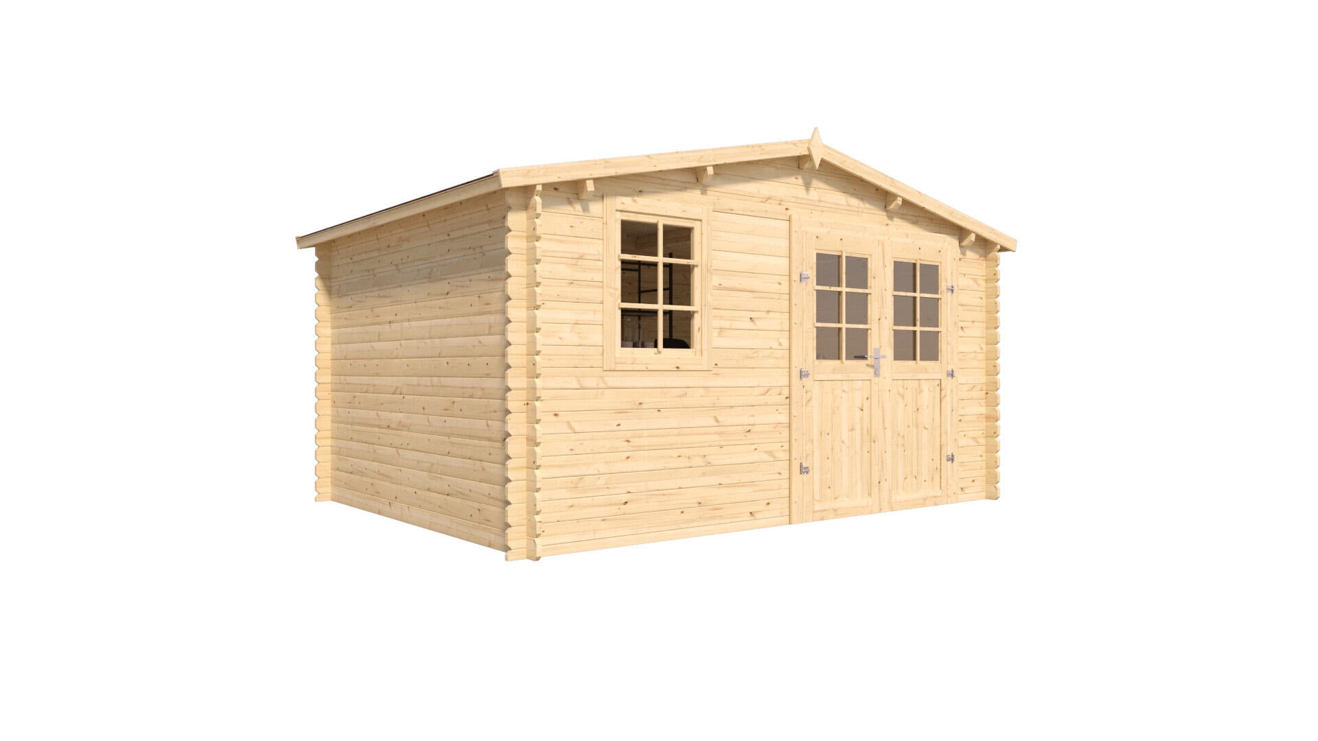 caseta de madera cobertizo vallo modern de 398x226x398 cm y 398 m2 con 28 mm espesor y doble puerta abatible cerland