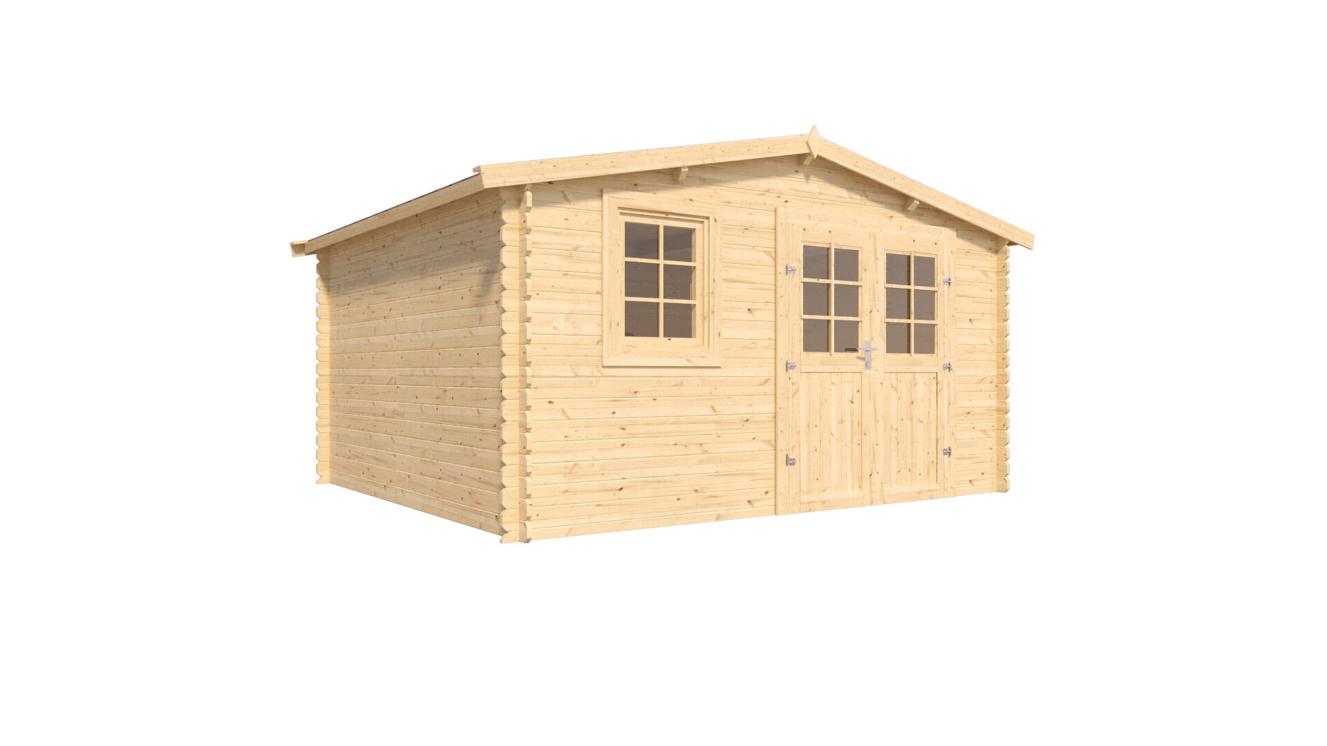 caseta de madera 6032 de 408x226x353 cm y 1385 m2 con 28 mm espesor y doble puerta abatible cerland