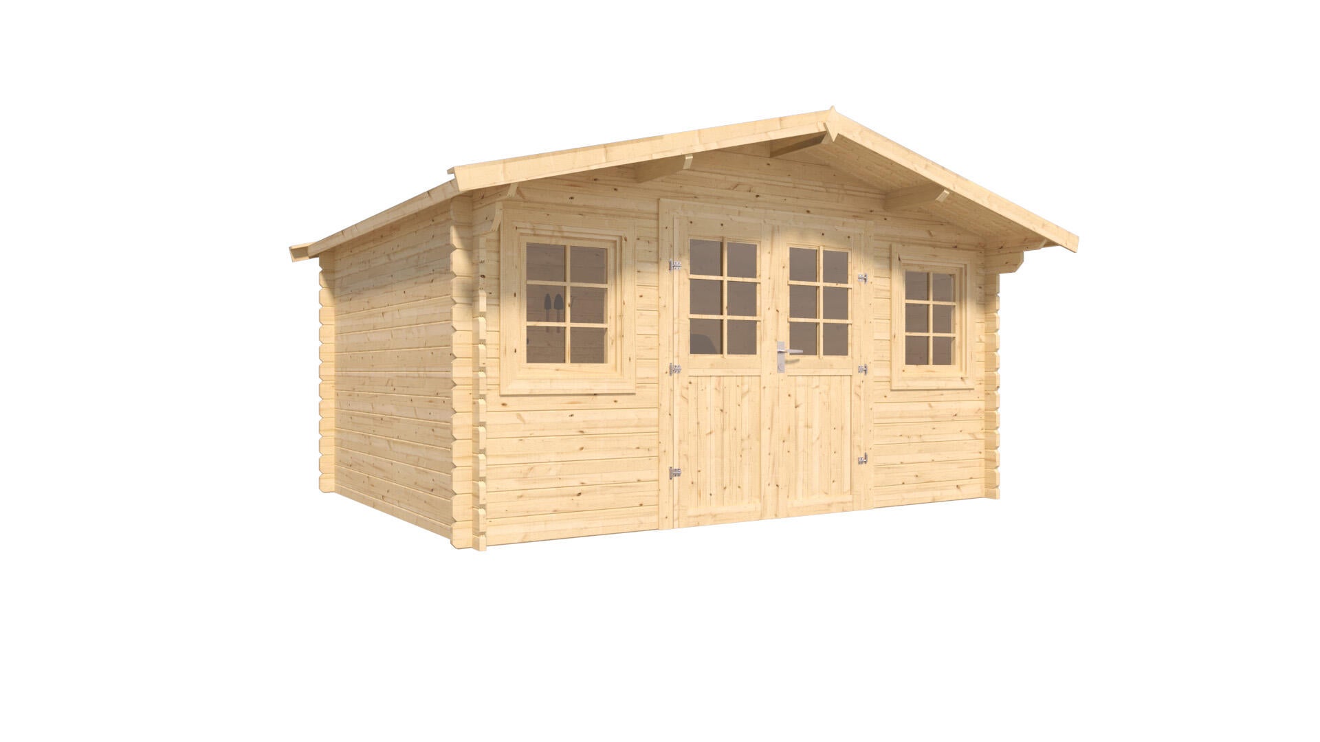 caseta de madera 6027 de 410x230x340 cm y 118 m2 con 34 mm espesor y doble puerta abatible cerland