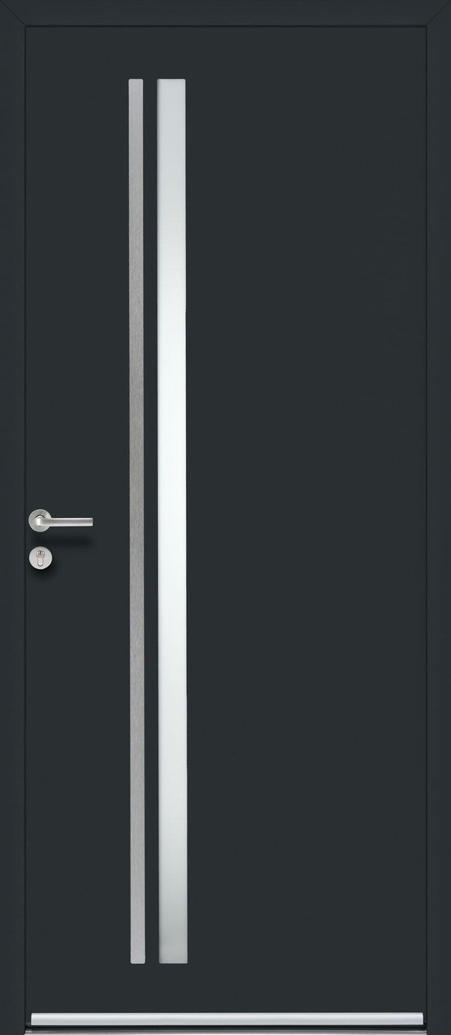 Porte d'entrée aluminium grise 7016 poussant droit H.215 x l.90 cm Bego
