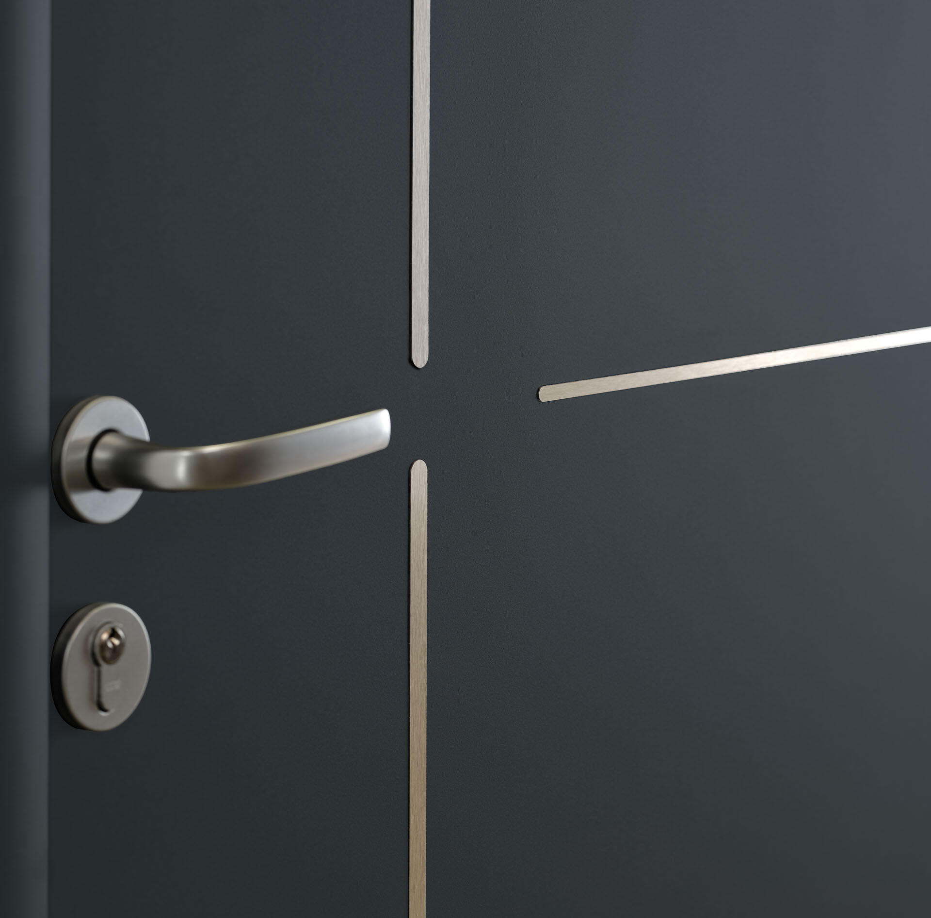 Porte d'entrée aluminium grise 7016 poussant droit H.215 x l.90 cm Menta - 2
