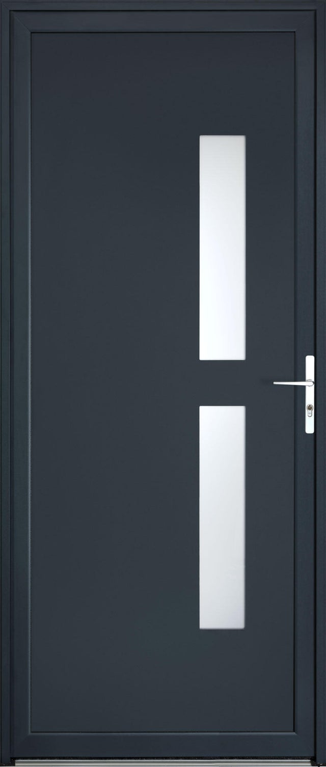 PORTE ENTREE ALU ASPIN GRIS7016 215X90 POUSSANT GAUCHE