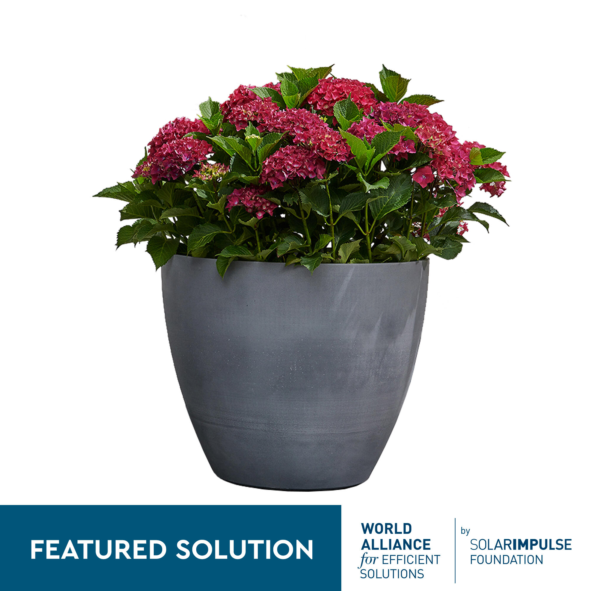 Maceta betón redonda de polialuminio imitación micro cemento gris 53x50cm