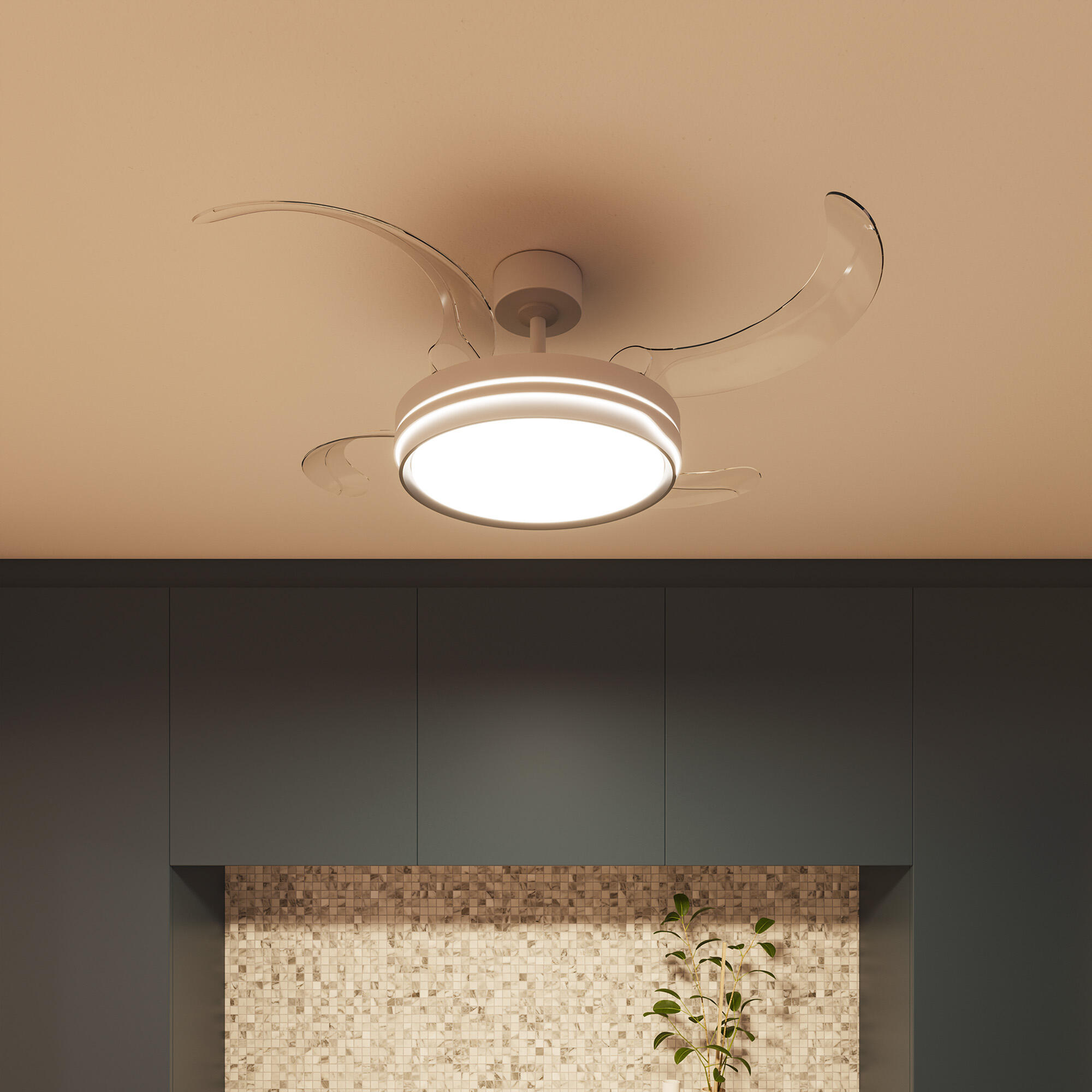 Ventilador de techo con luz silencioso DC Arte Confort Alio L blanco 122 cm - 4