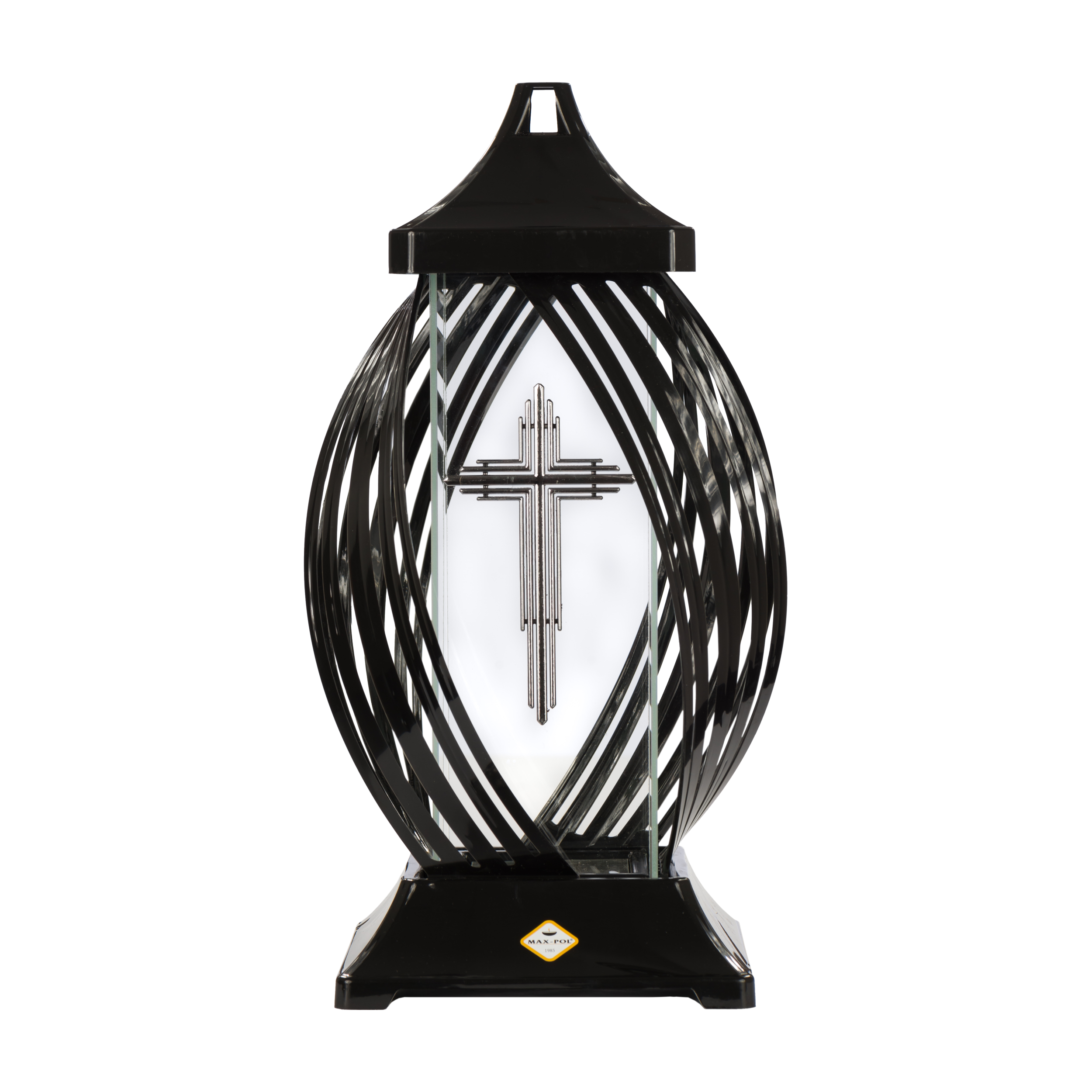 Znicz szklany bez wkładu kapliczka bezbarwno-czarny Max-Pol