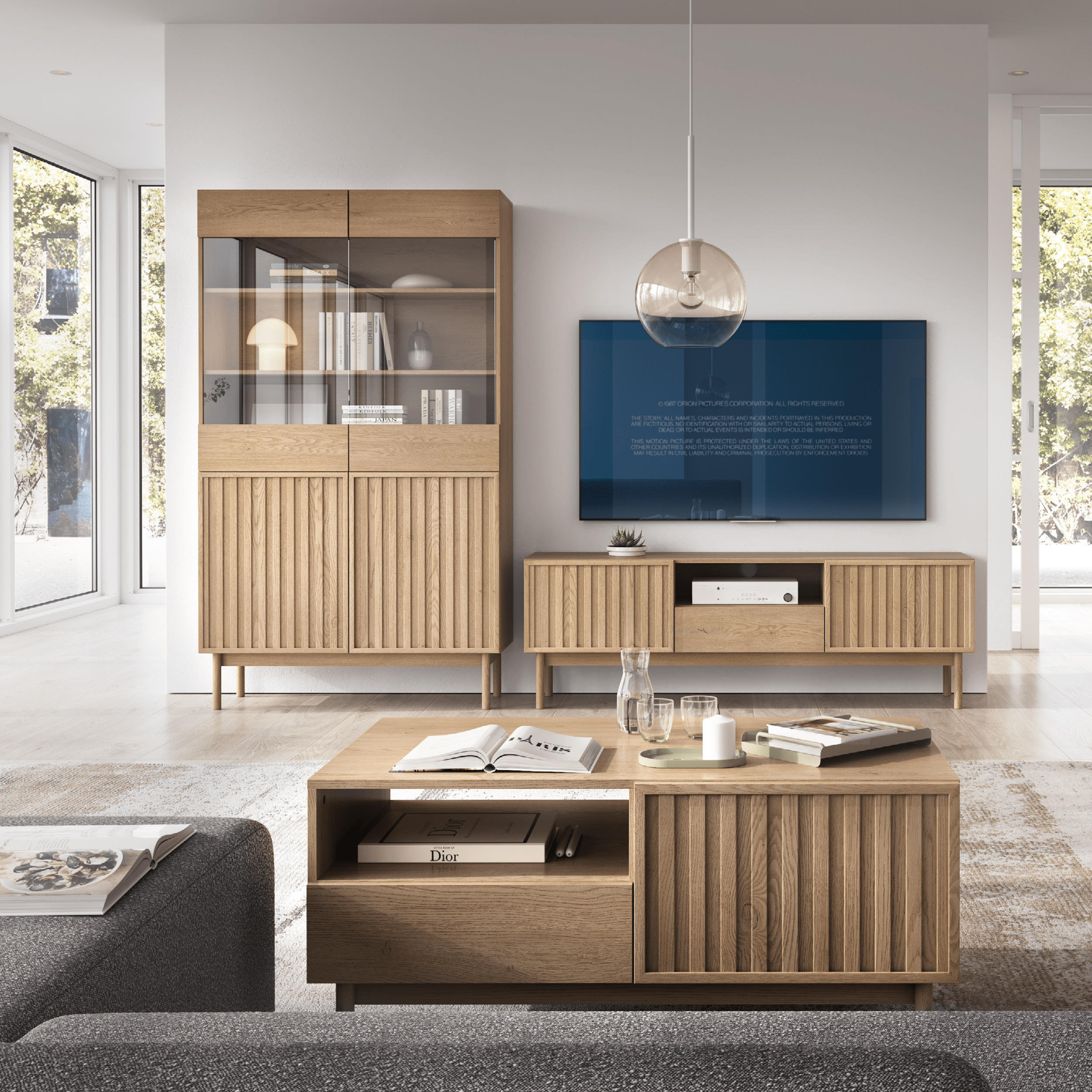 Szafka RTV Saori brązowa 159x37x53 cm - 4