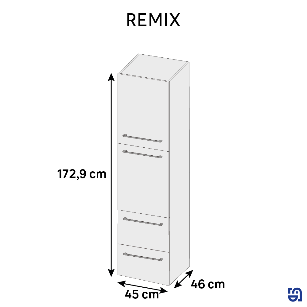Colonne 2p/2t l.45 x H.173 x P.47.8 cm effet chêne miel Remix - 3