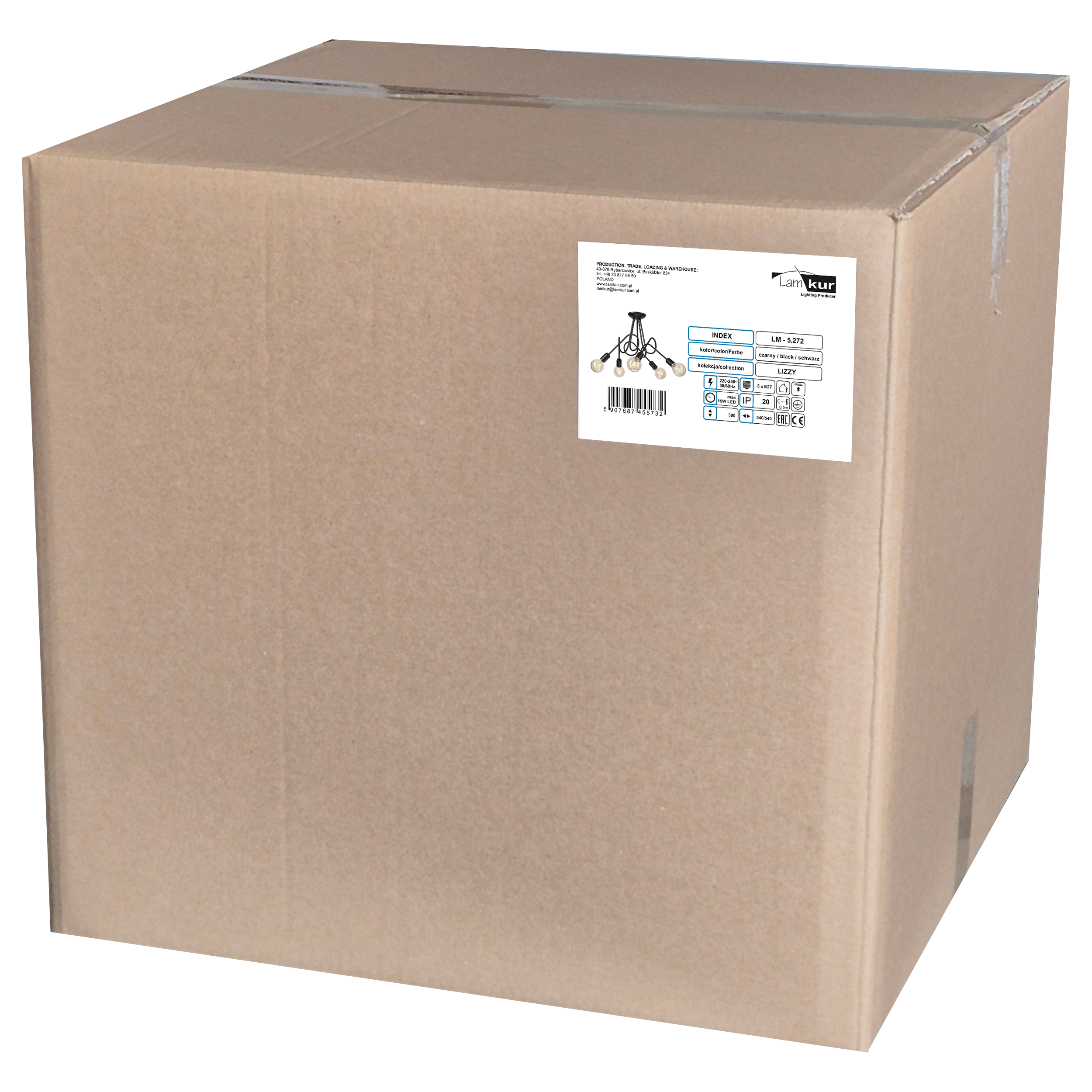 Lampa sufitowa Lizzy czarna 5 x E27 Lamkur - 9