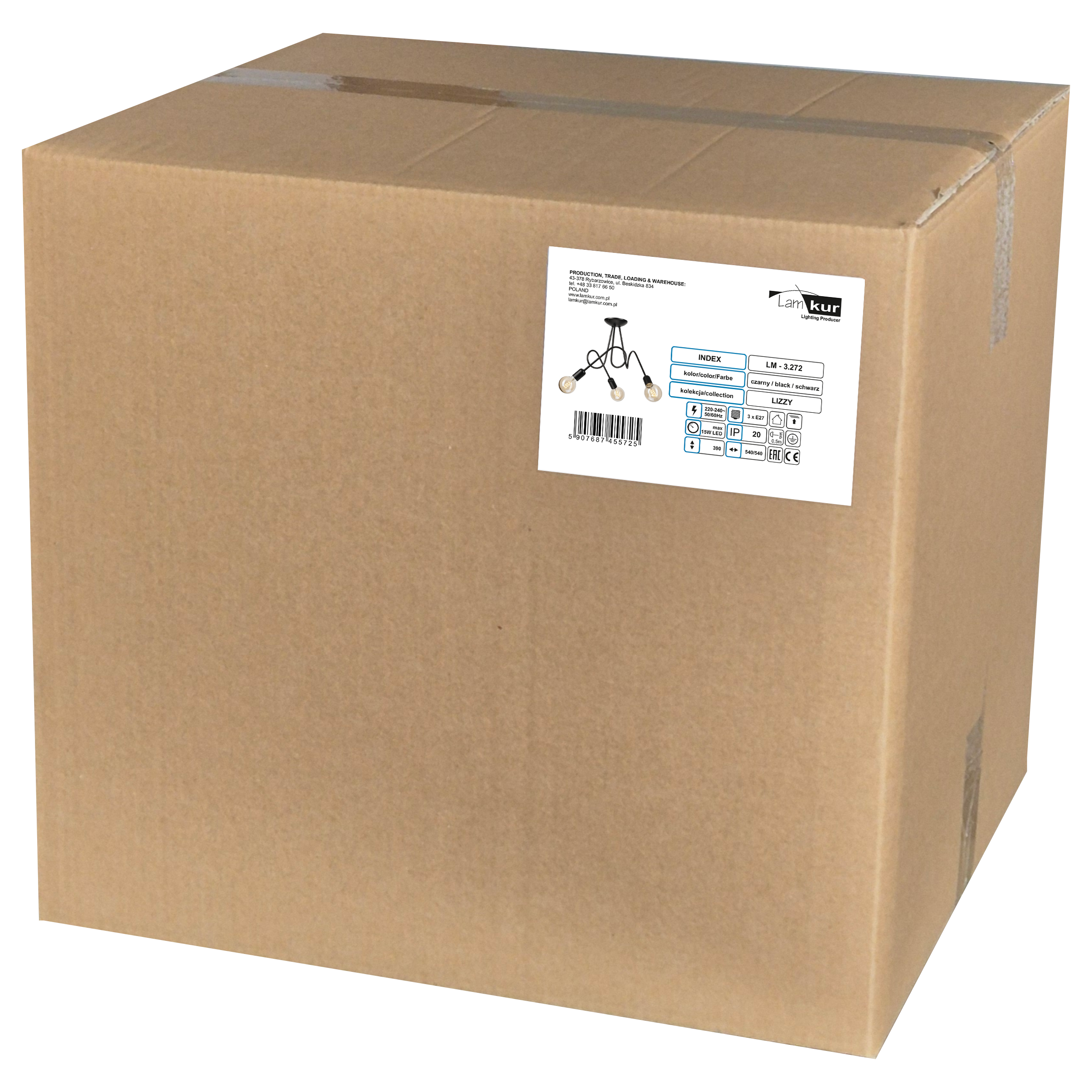 Lampa sufitowa Lizzy czarna 3 x E27 Lamkur - 11