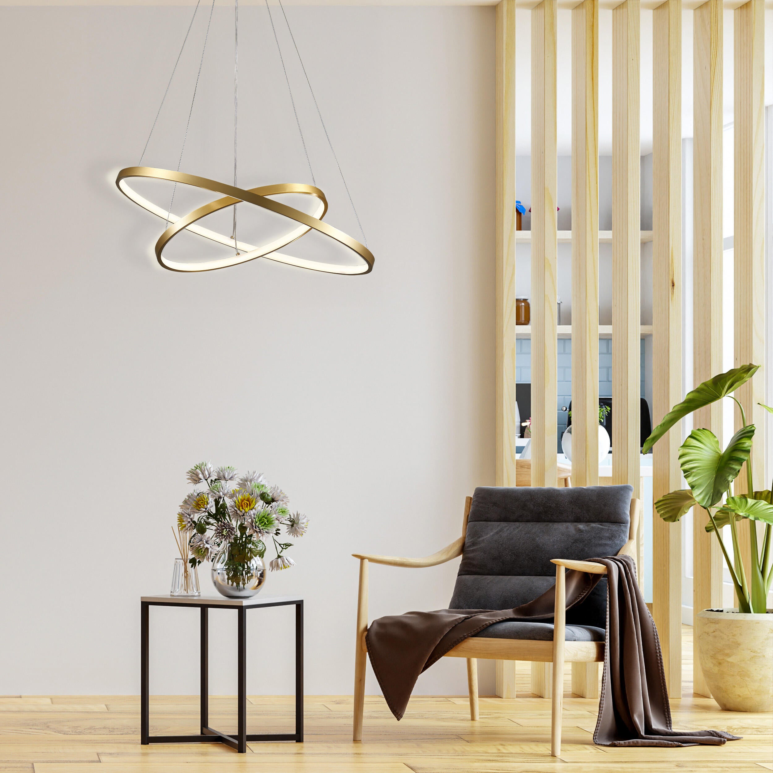 Lampa wisząca Lea 6000 lm 60 cm złota LED Sanico - 6