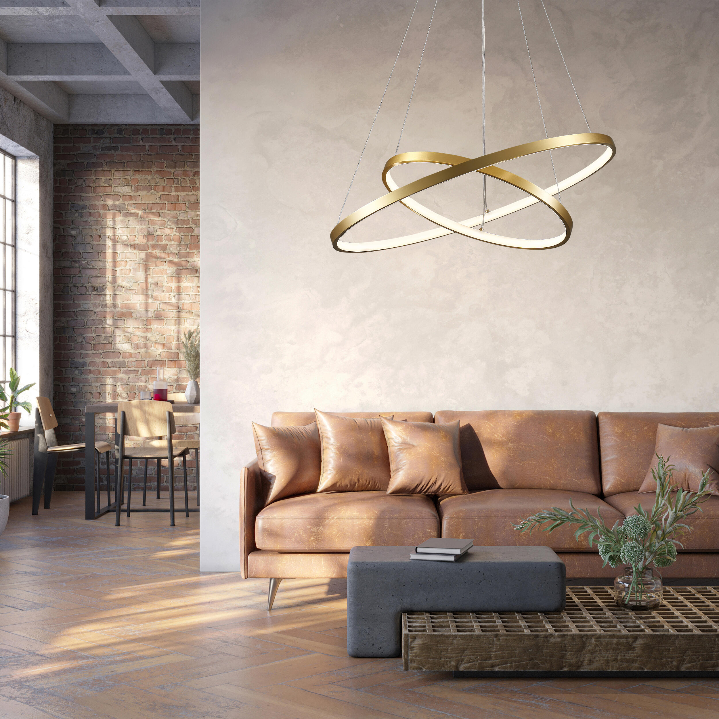 Lampa wisząca Lea 6000 lm 60 cm złota LED Sanico - 2