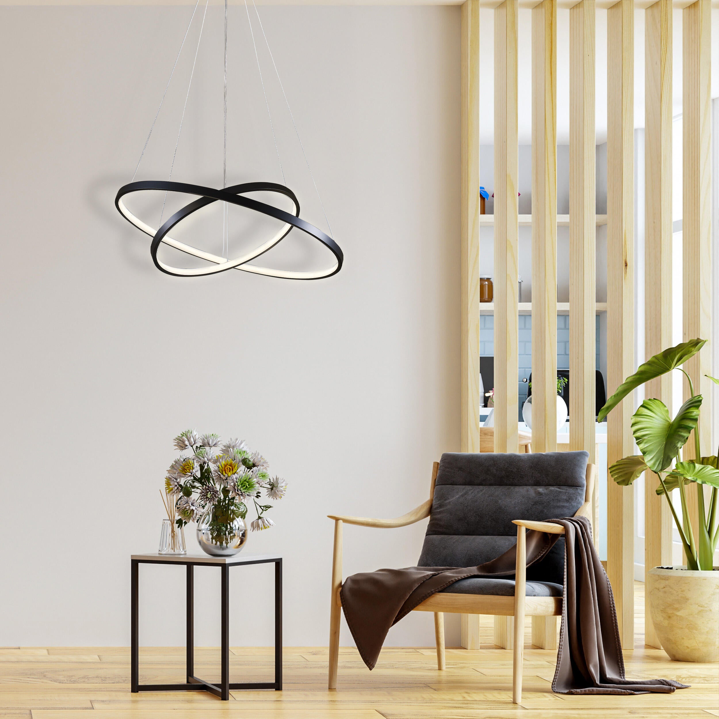 Lampa wisząca Lea 6000 lm 60 cm czarna LED Sanico - 7