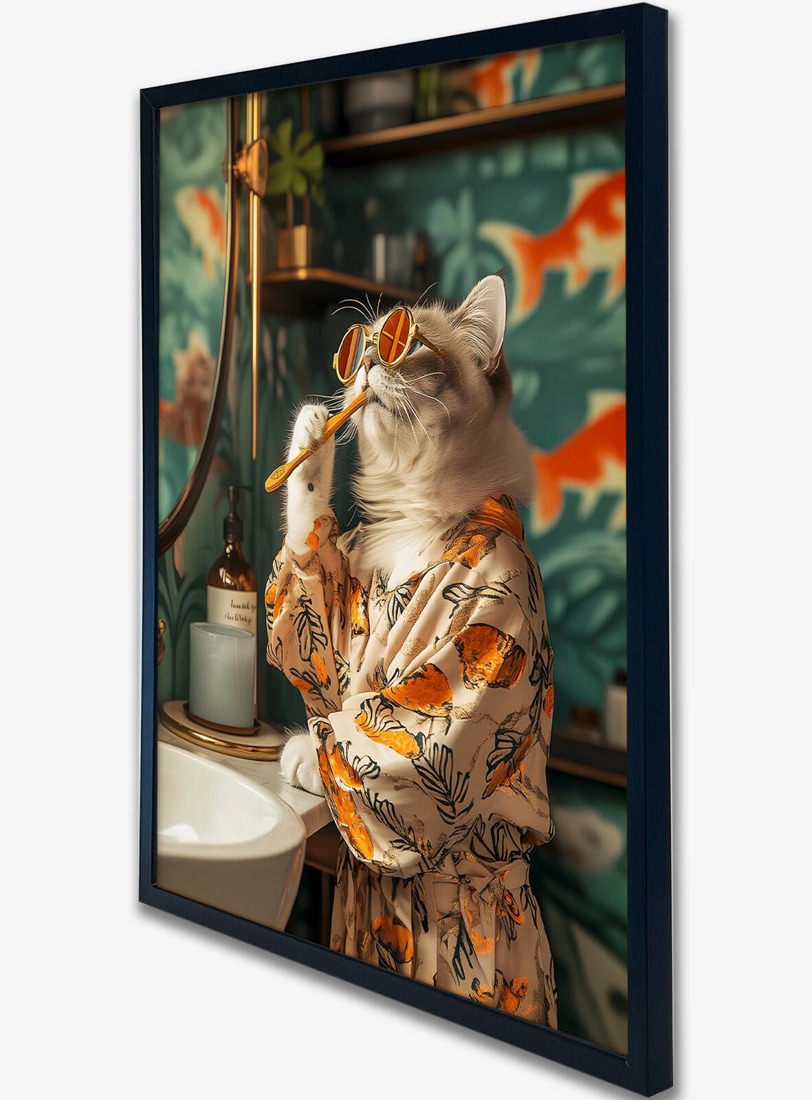 Stampa incorniciata STAMPA INC NE 30X40 GATTO CON SPAZZ nero 31 x 41 cm - 5