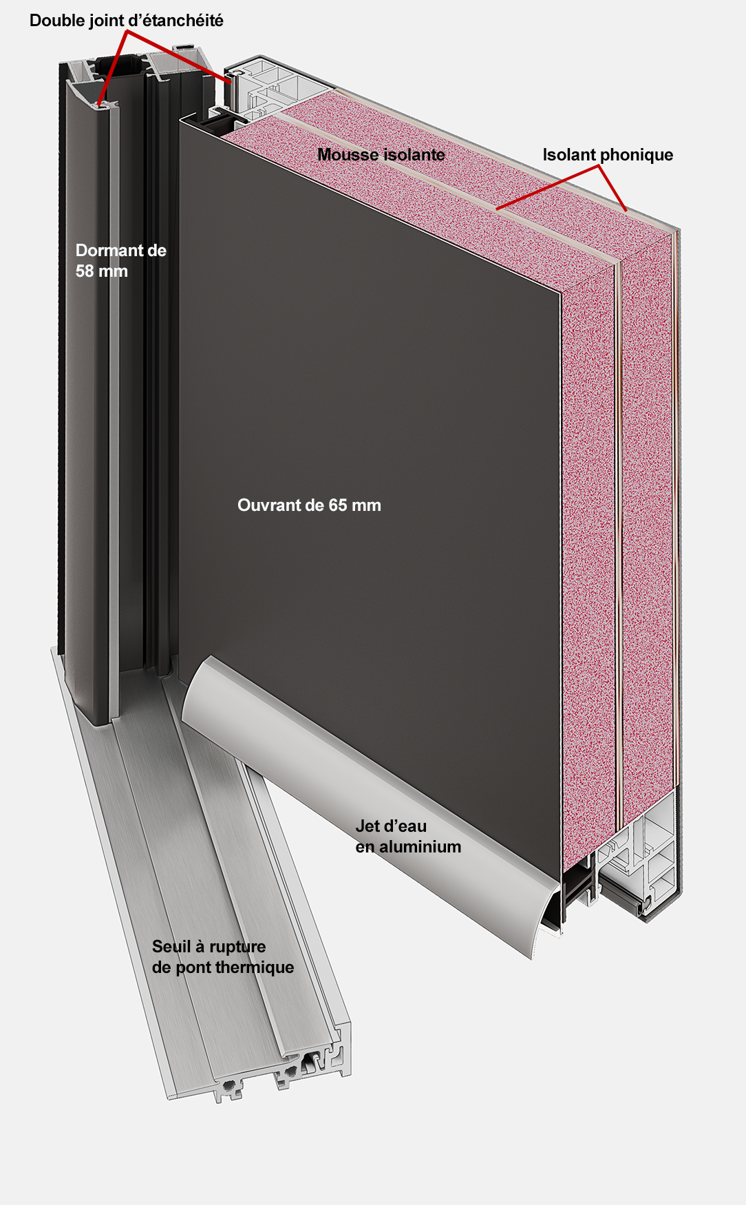 Porte d'entrée aluminium blanche 9016 poussant gauche H.215 x l.90 cm Menta - 5