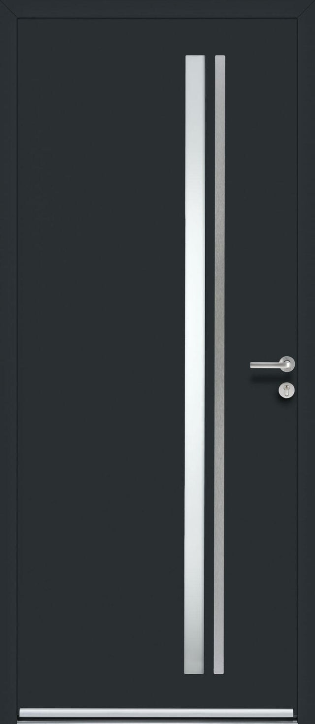Porte d'entrée aluminium grise 7016 poussant gauche H.215 x l.90 cm Bego