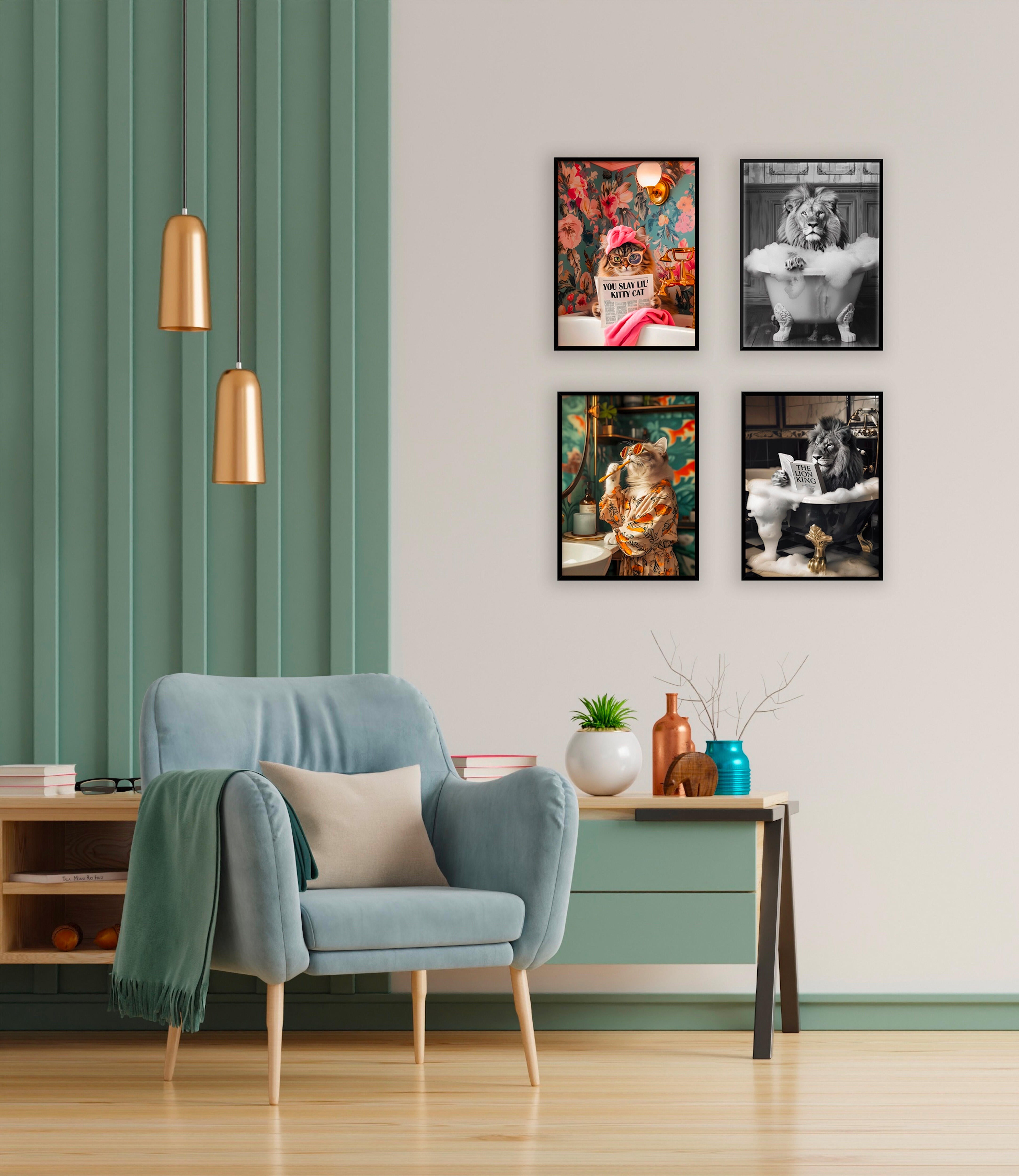 Stampa incorniciata STAMPA INC NE 30X40 GATTO CON SPAZZ nero 31 x 41 cm - 4