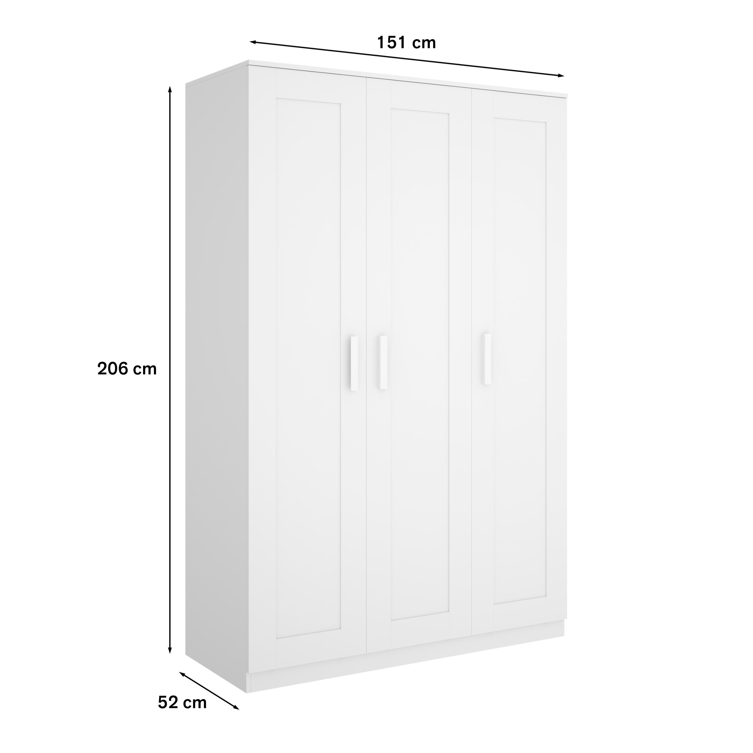 Armario puerta abatible Classic 151x206x52cm con 3 puertas color blanco 1 cajón - 2