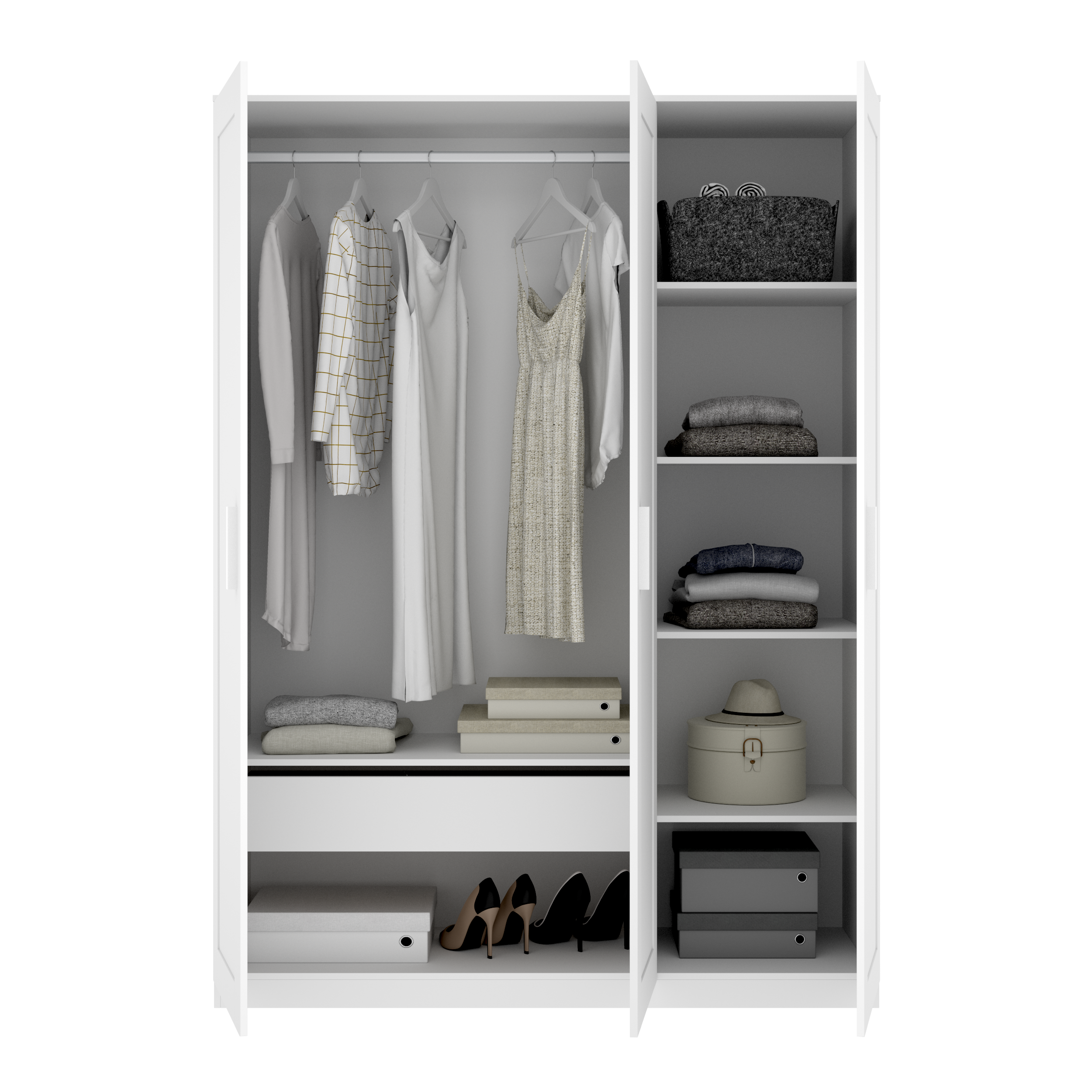 Armario puerta abatible Classic 151x206x52cm con 3 puertas color blanco 1 cajón - 4