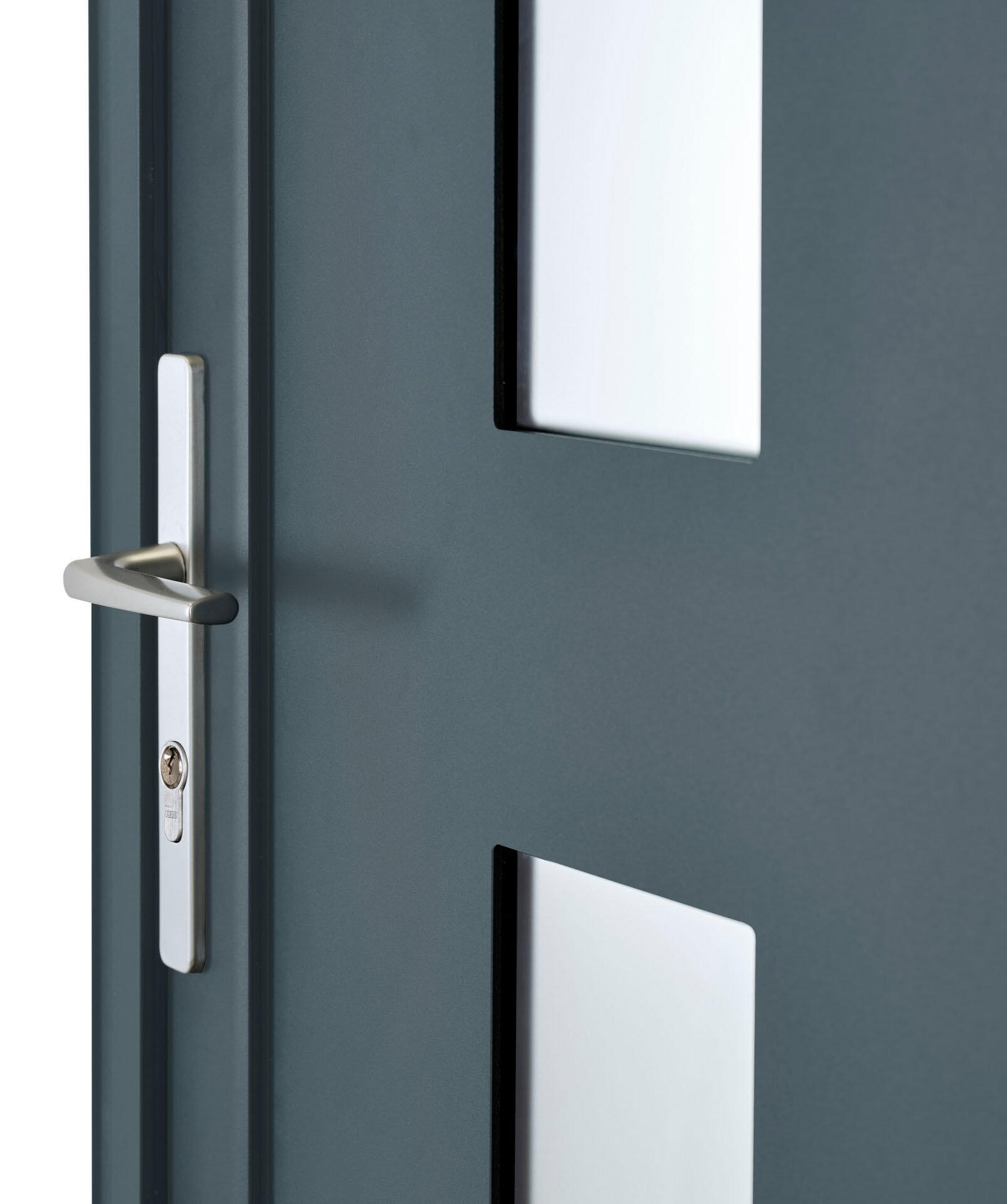 Porte de service aluminium grise 7016 poussant droit H.215 x l.90 cm Aspin - 2