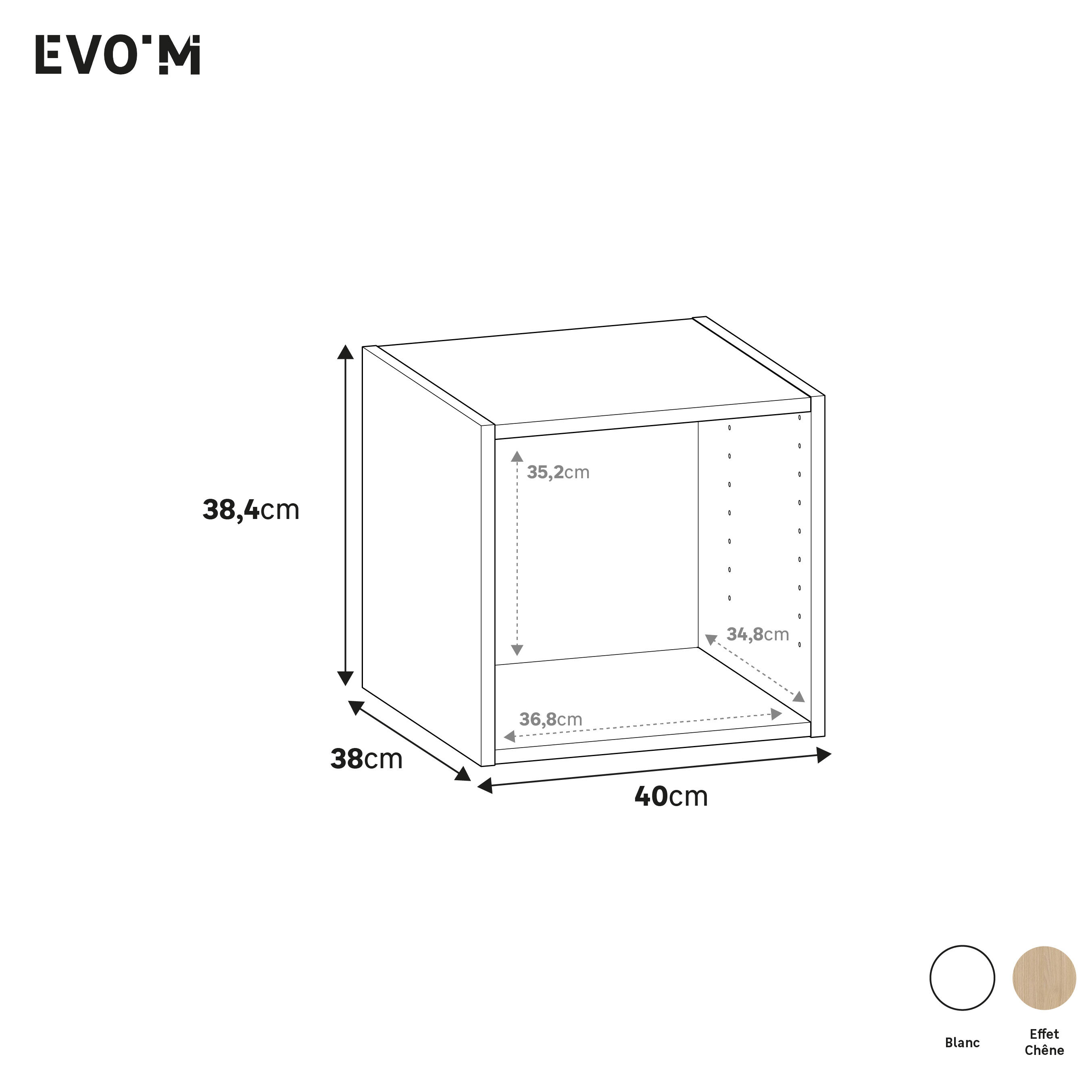 Caisson SPACEO Evo'M effet Chêne H.38,4 X L.40 X P.38 cm - 2