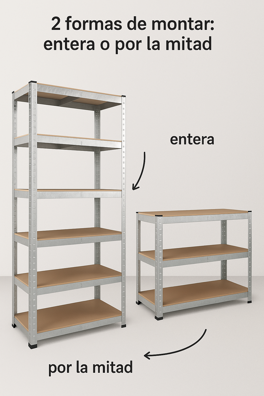 Pack 2 estanterías galva, 5 baldas ajustables de MDF, 180x90x40cm y 875kg max - 5