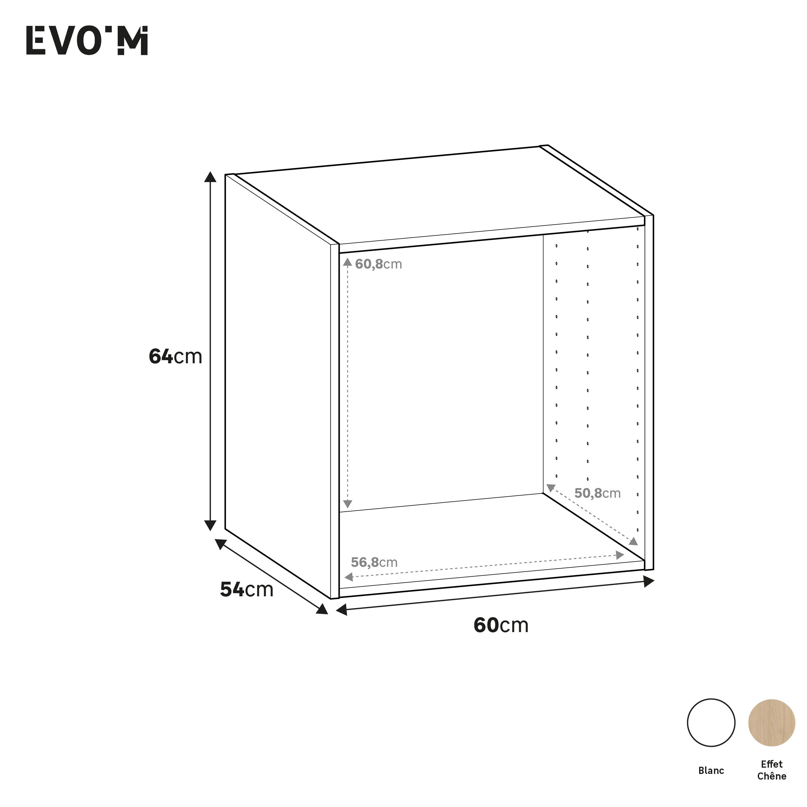 Caisson SPACEO Evo'M Blanc H.64 X L.60 X P.54 cm - 2