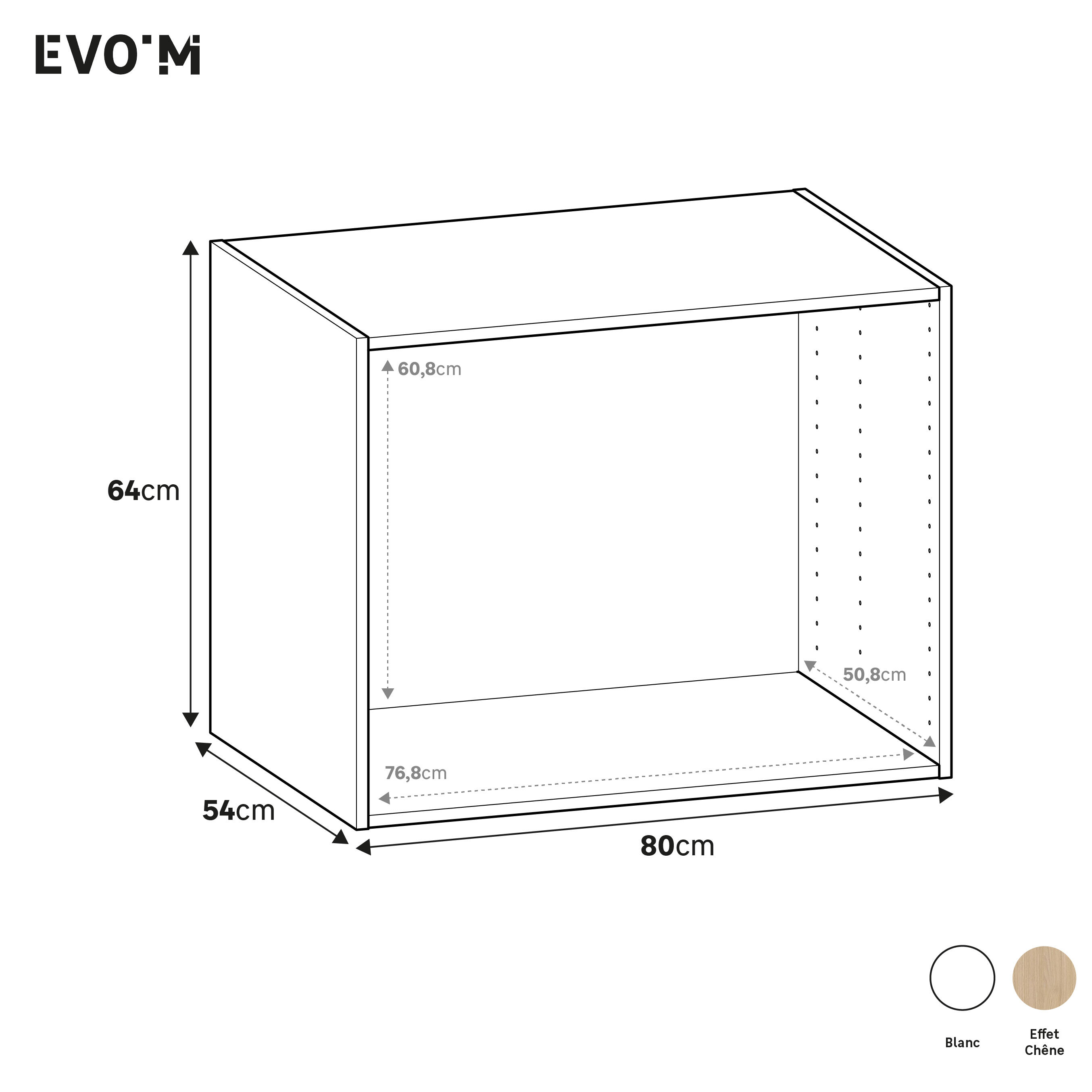Caisson SPACEO Evo'M effet Chêne H.64 X L.80 X P.54 cm - 3