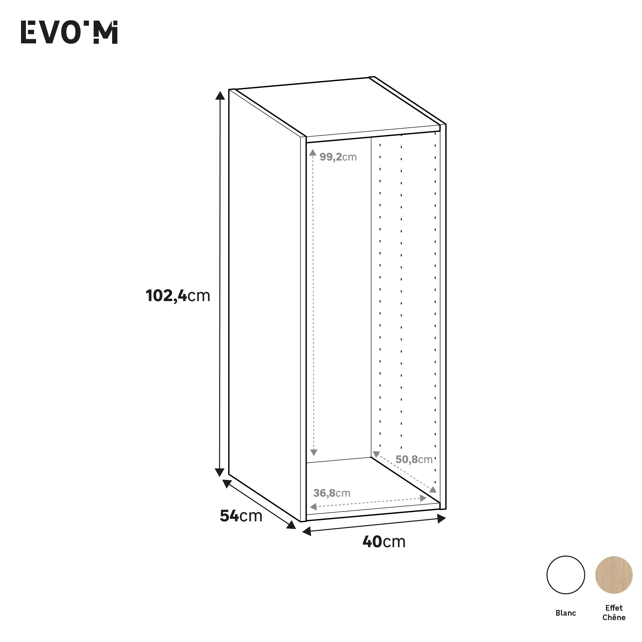 Caisson SPACEO Evo'M Blanc H.102,4 X L.40 X P.54 cm - 2