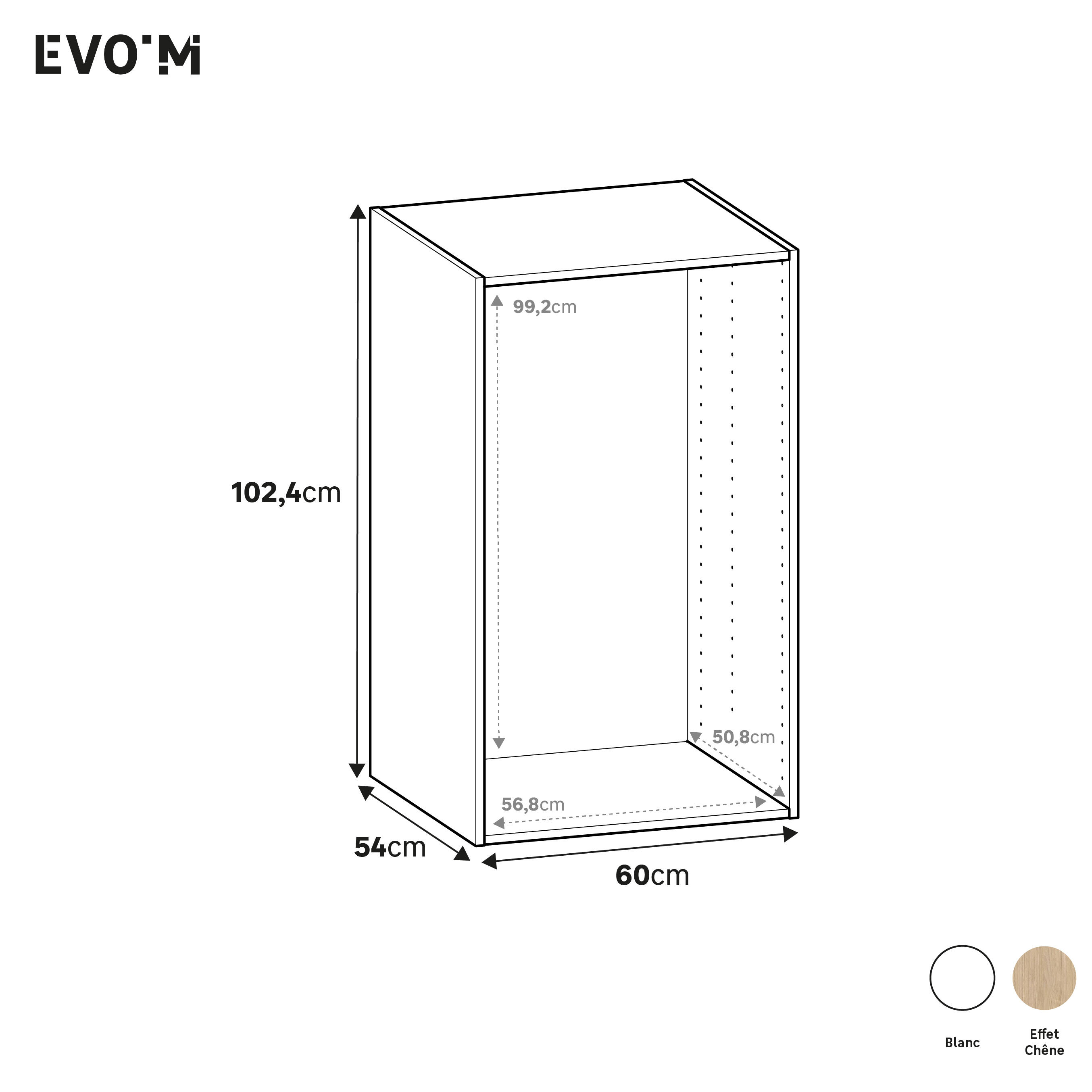 Caisson SPACEO Evo'M effet Chêne H.102,4 X L.60 X P.54 cm - 2