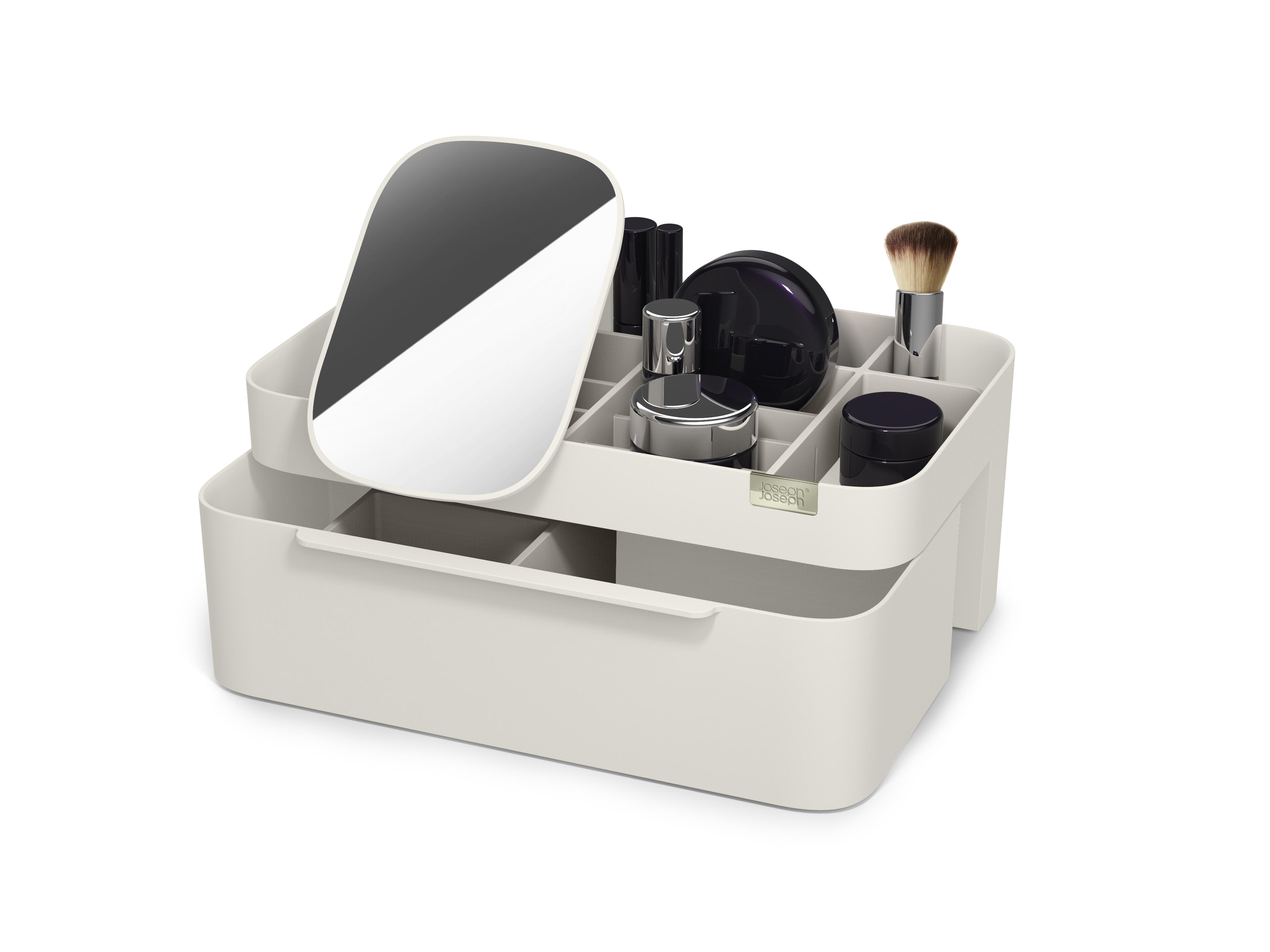 Organizador de almacenamiento, joyas, maquillaje beige viva 19.5x19x12cm