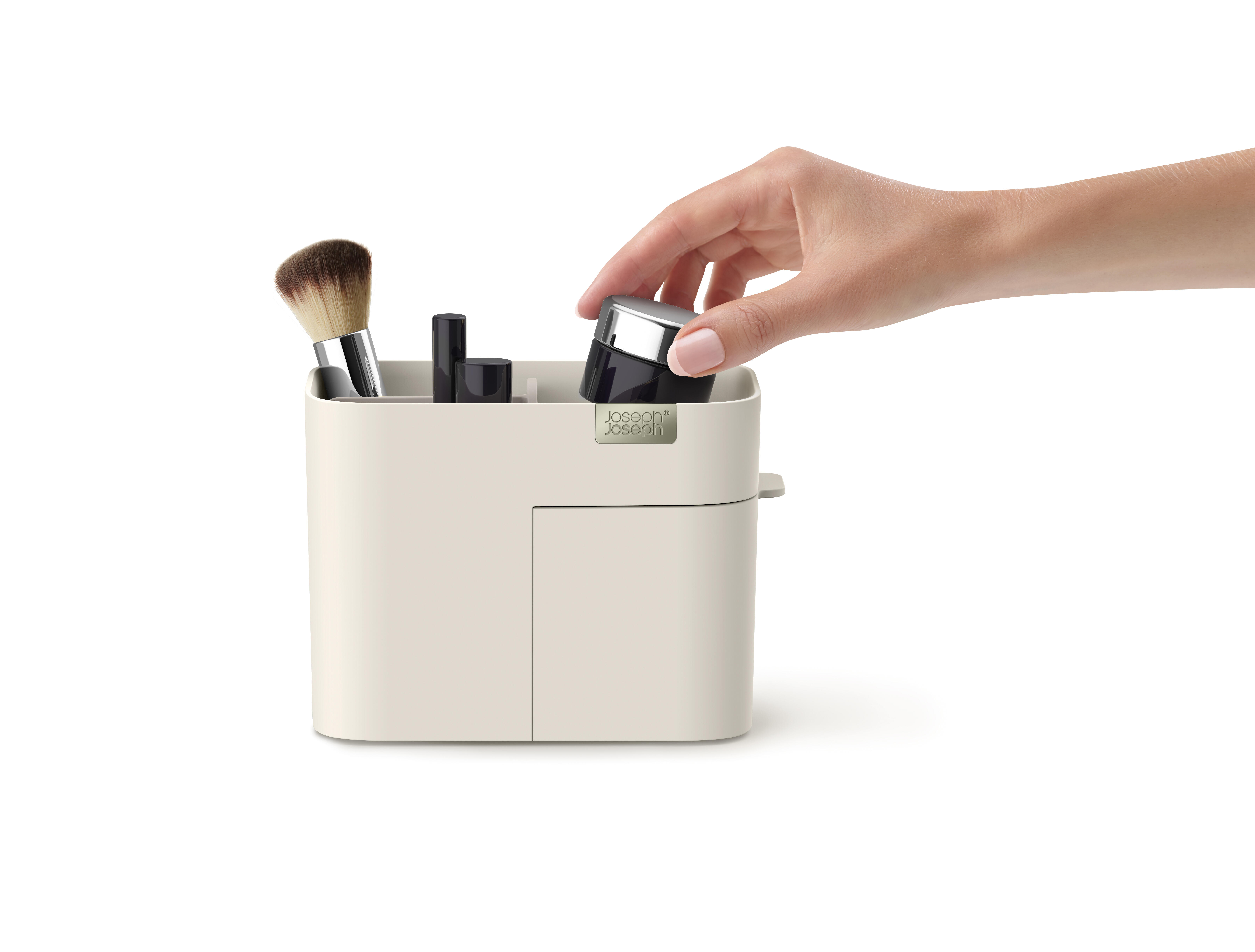 Organizador de almacenamiento, joyas, maquillaje beige viva 9.7x9.5x12cm