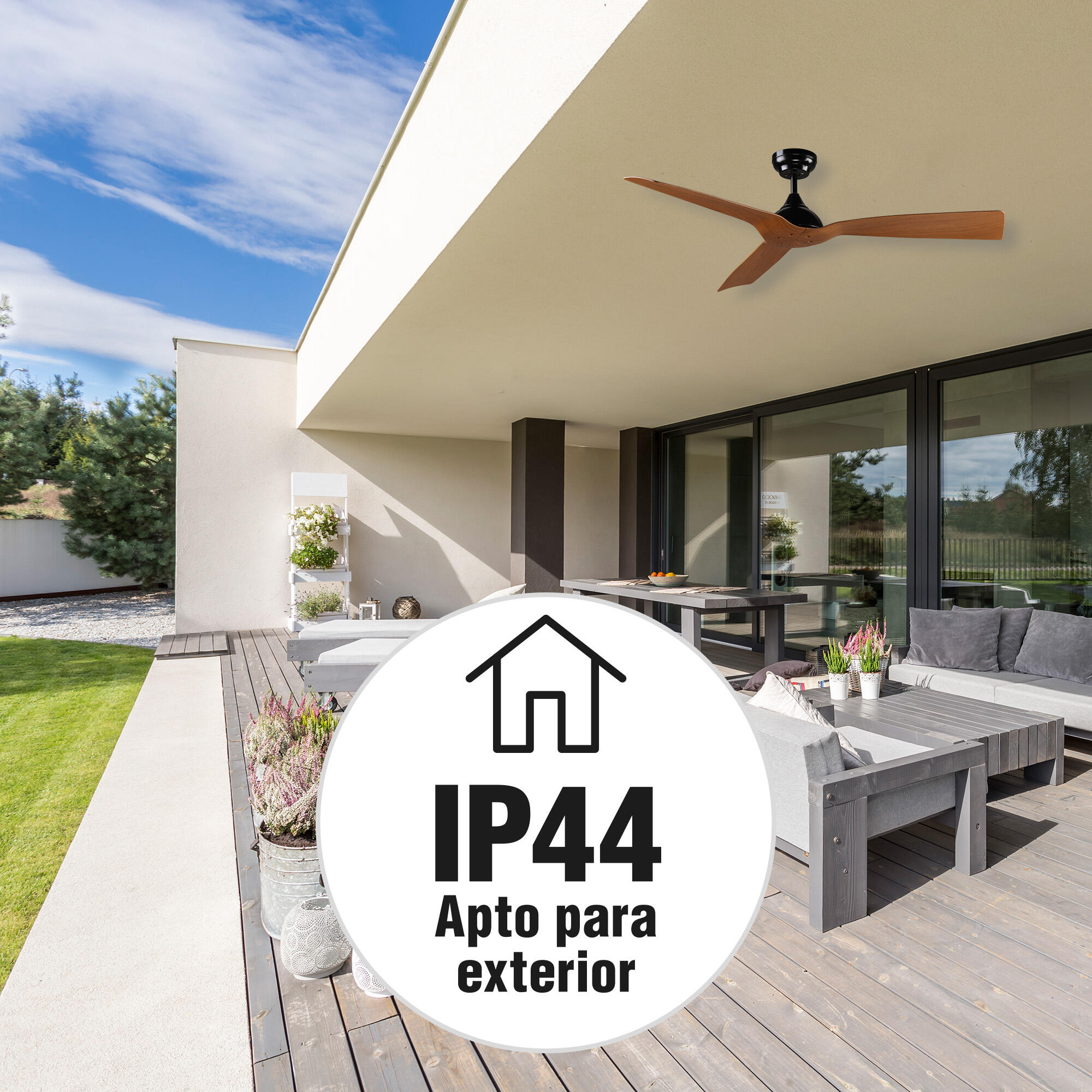 Ventilador de techo sin luz silencioso DC exterior Arte Confort Areia negro 132 cm - 4