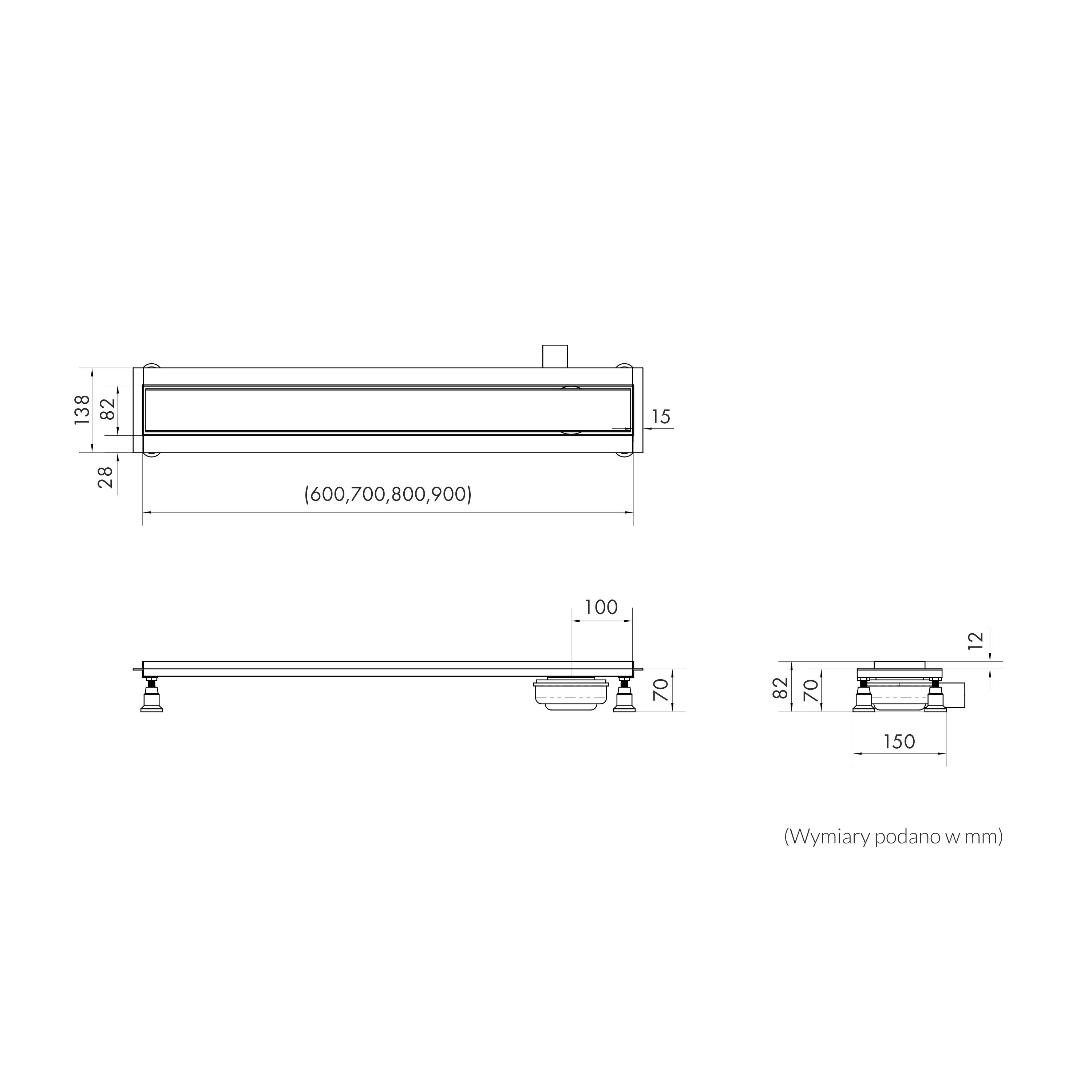 Odpływ liniowy prysznicowy Harmony 600 mm chromowany Schedpol - 5