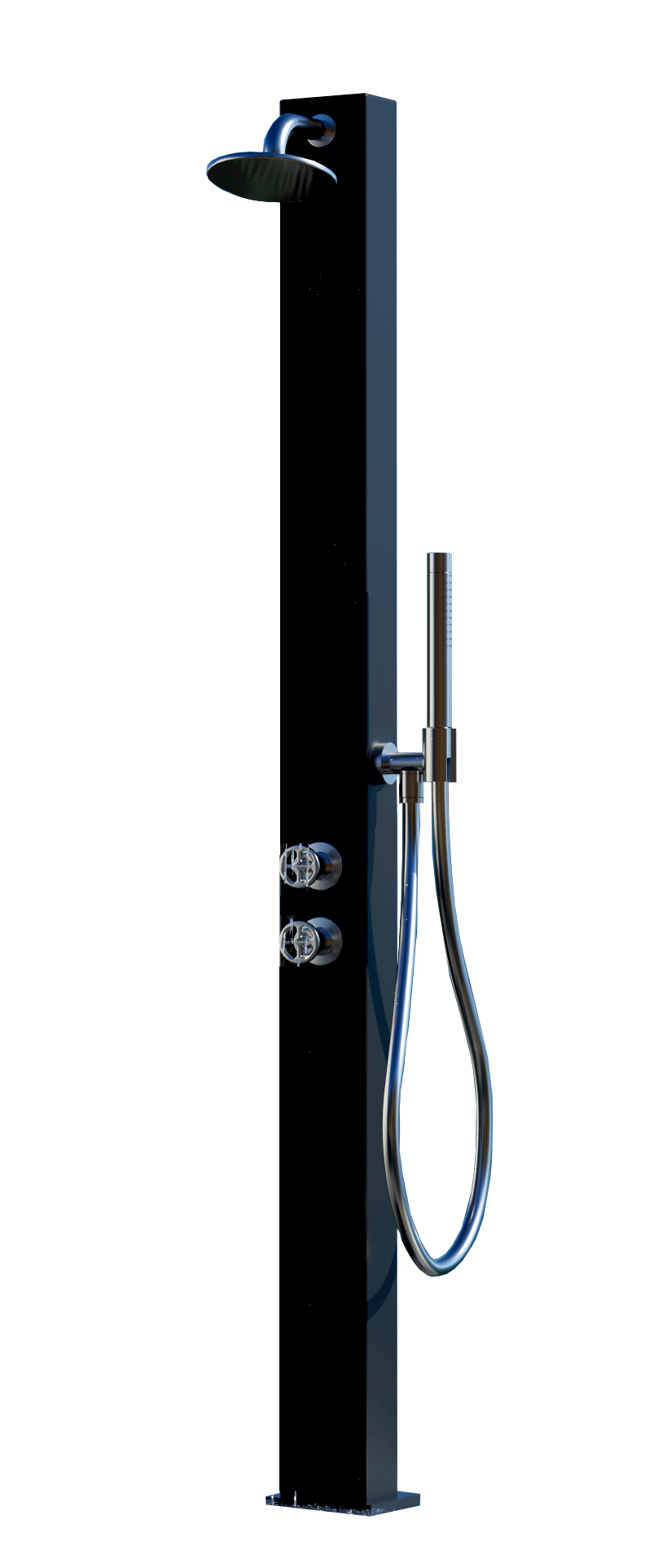 Ducha para piscina aqa de acero inoxidable de 316l negro con grifo termostático