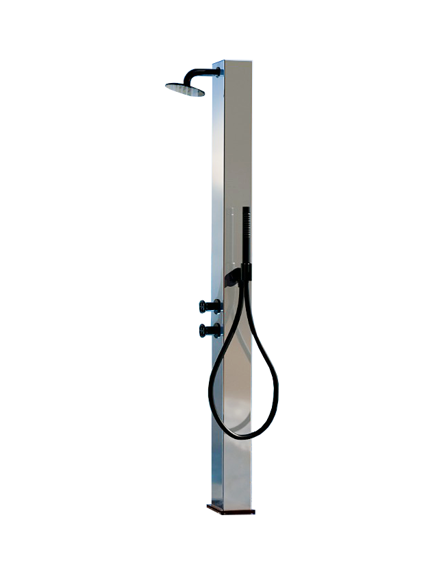 Ducha para piscina aqa de acero inoxidable 316 l negro con grifo termostatico