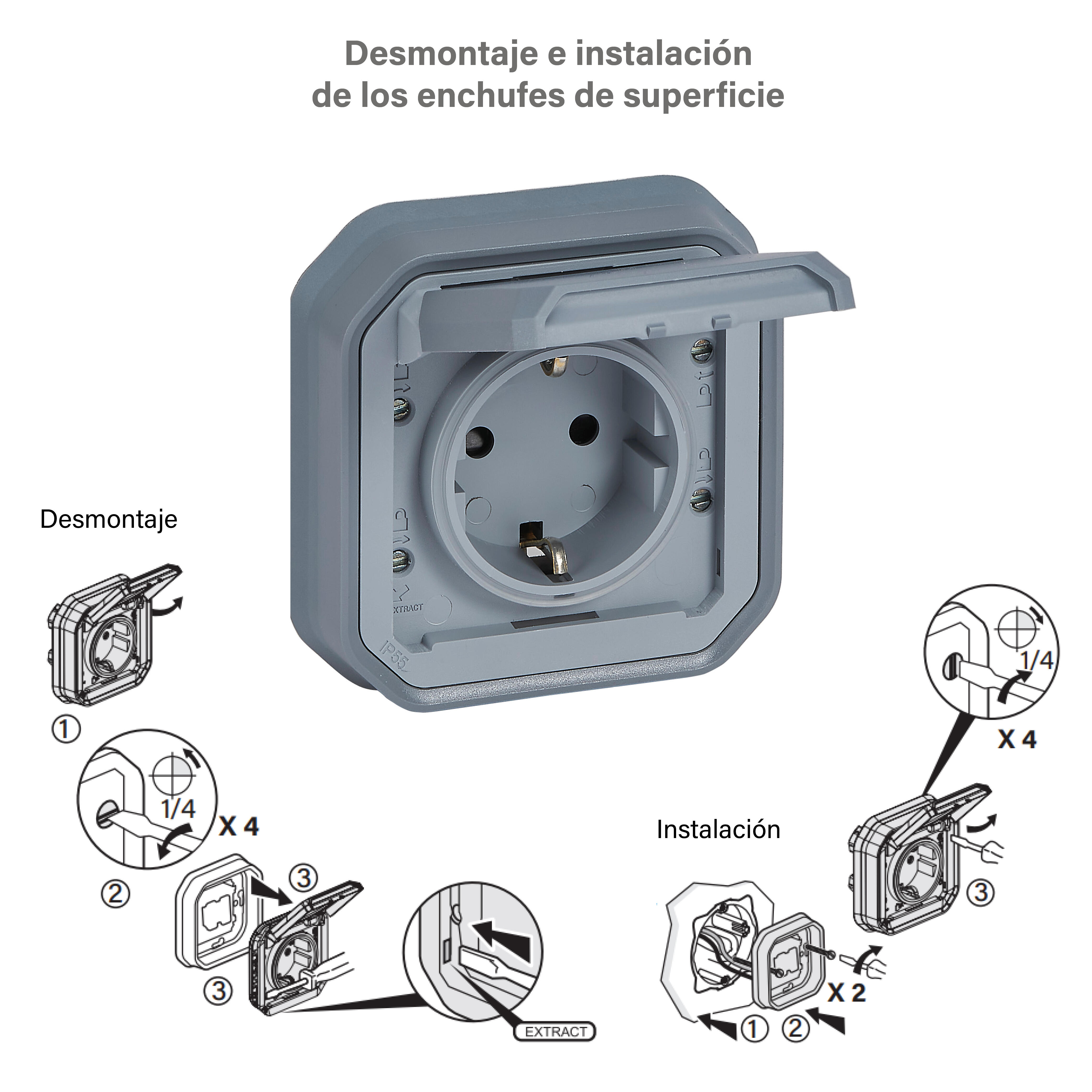 Enchufe con toma de tierra PLEXO empotrar antracita - 5