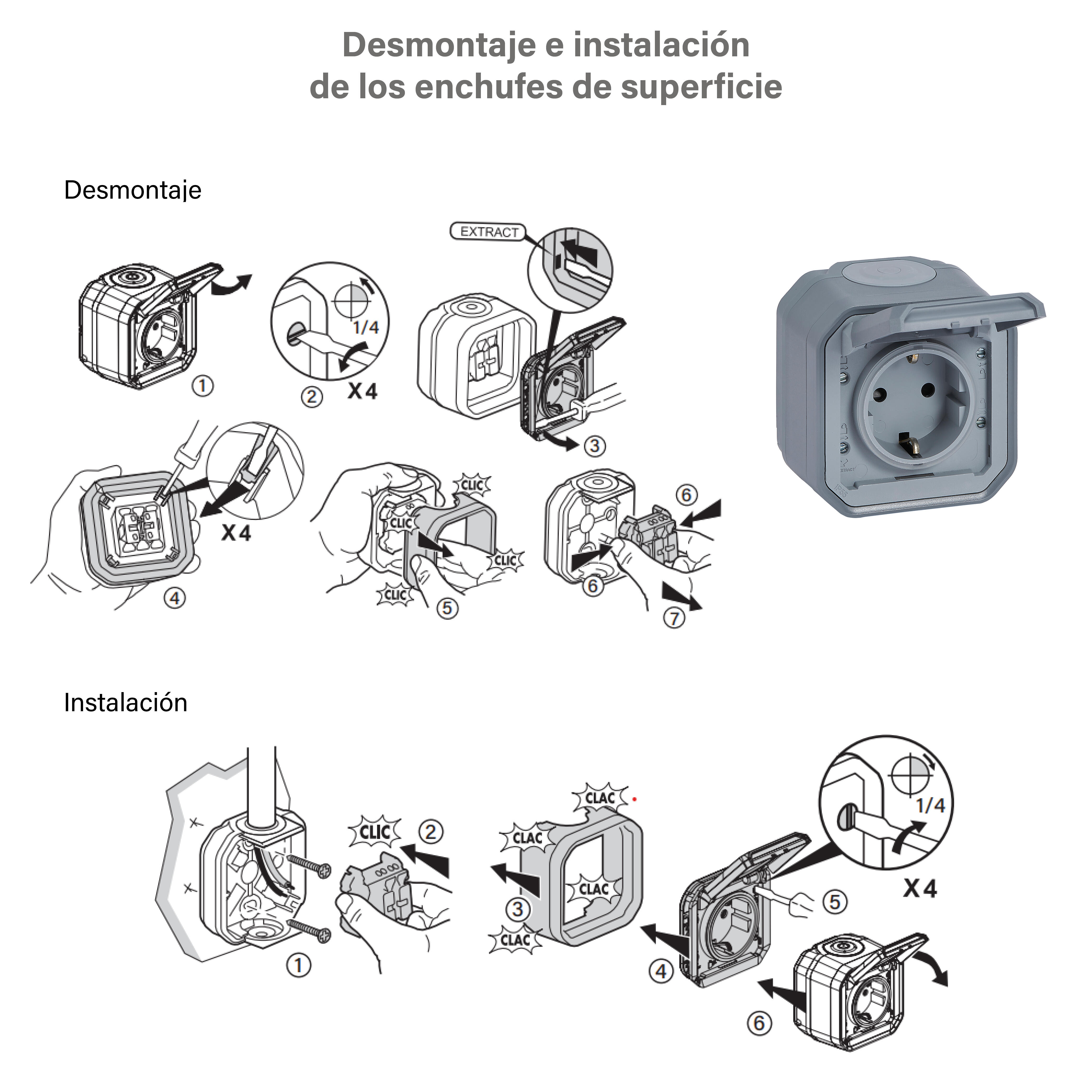 Enchufe con toma de tierra PLEXO superfice antracita - 6