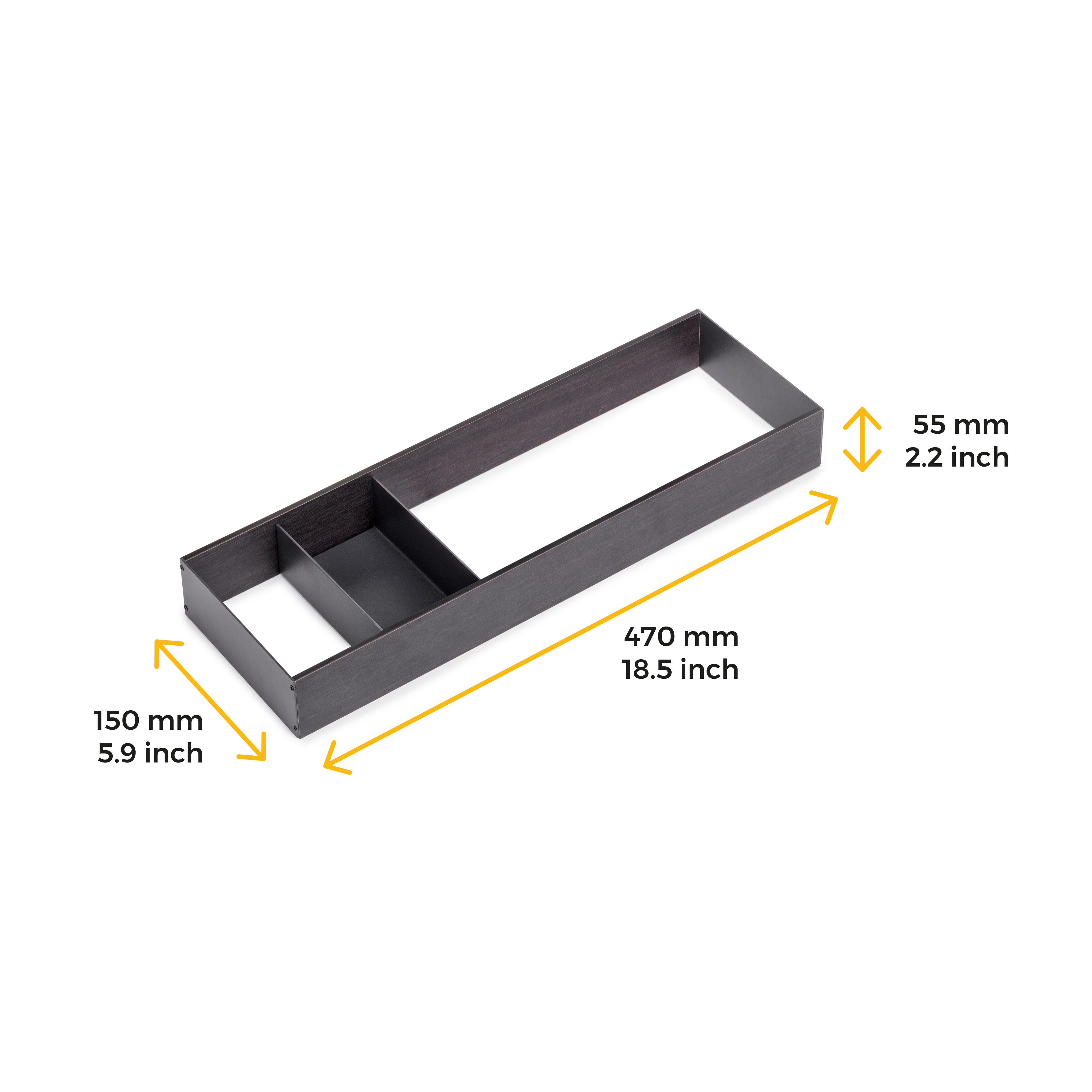 Organizador OrderBox Emuca para cajón gris antracita 15x47cm - 2
